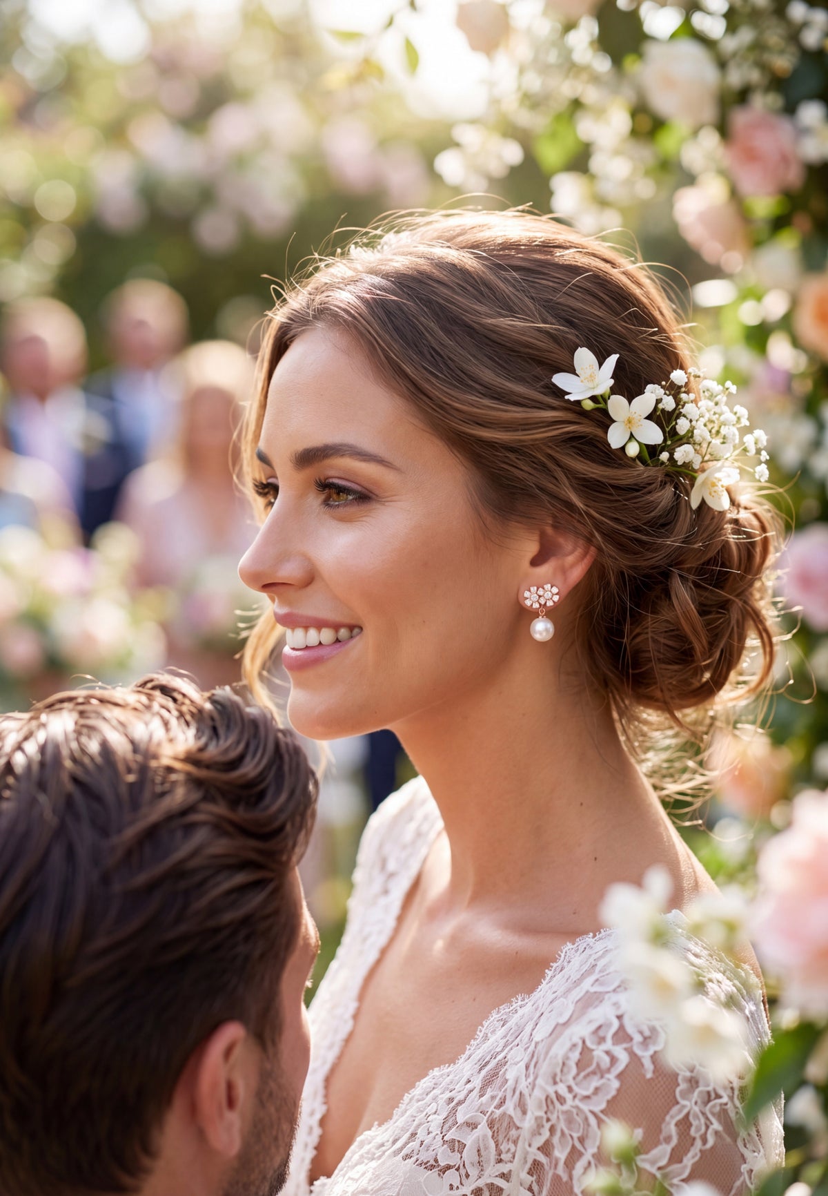 Bouquet And Pearl Drop Earrings Gold