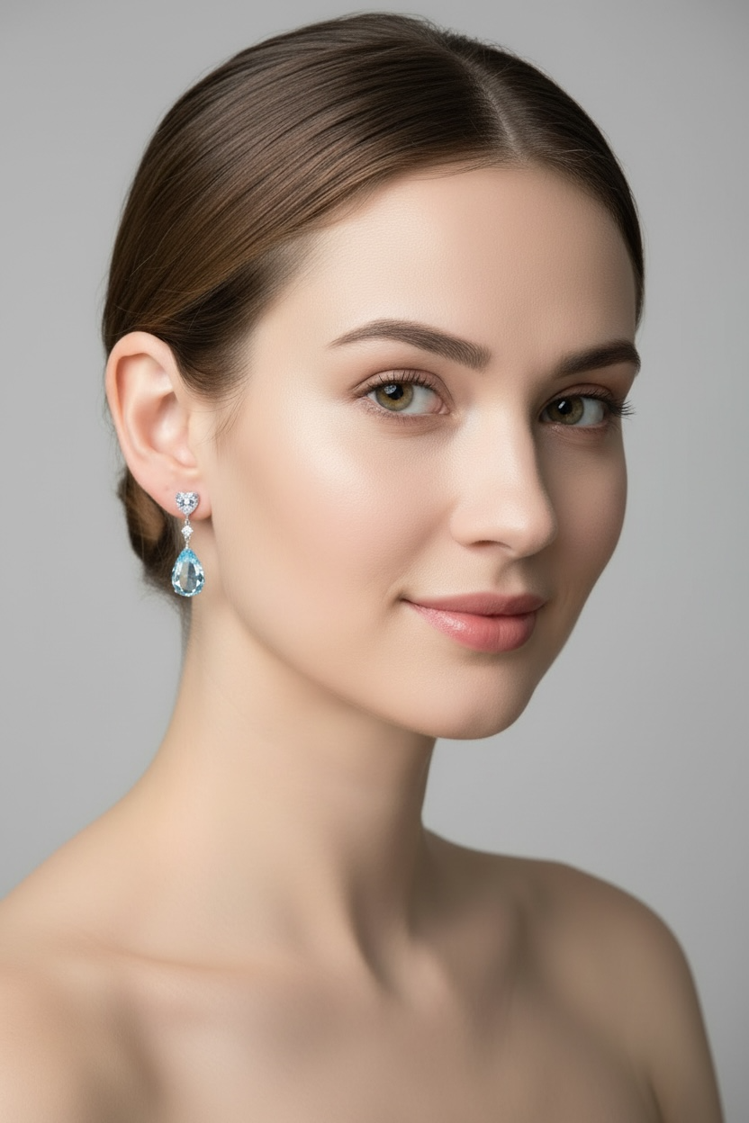 Irina White Blue Topaz Drop Earrings Silver