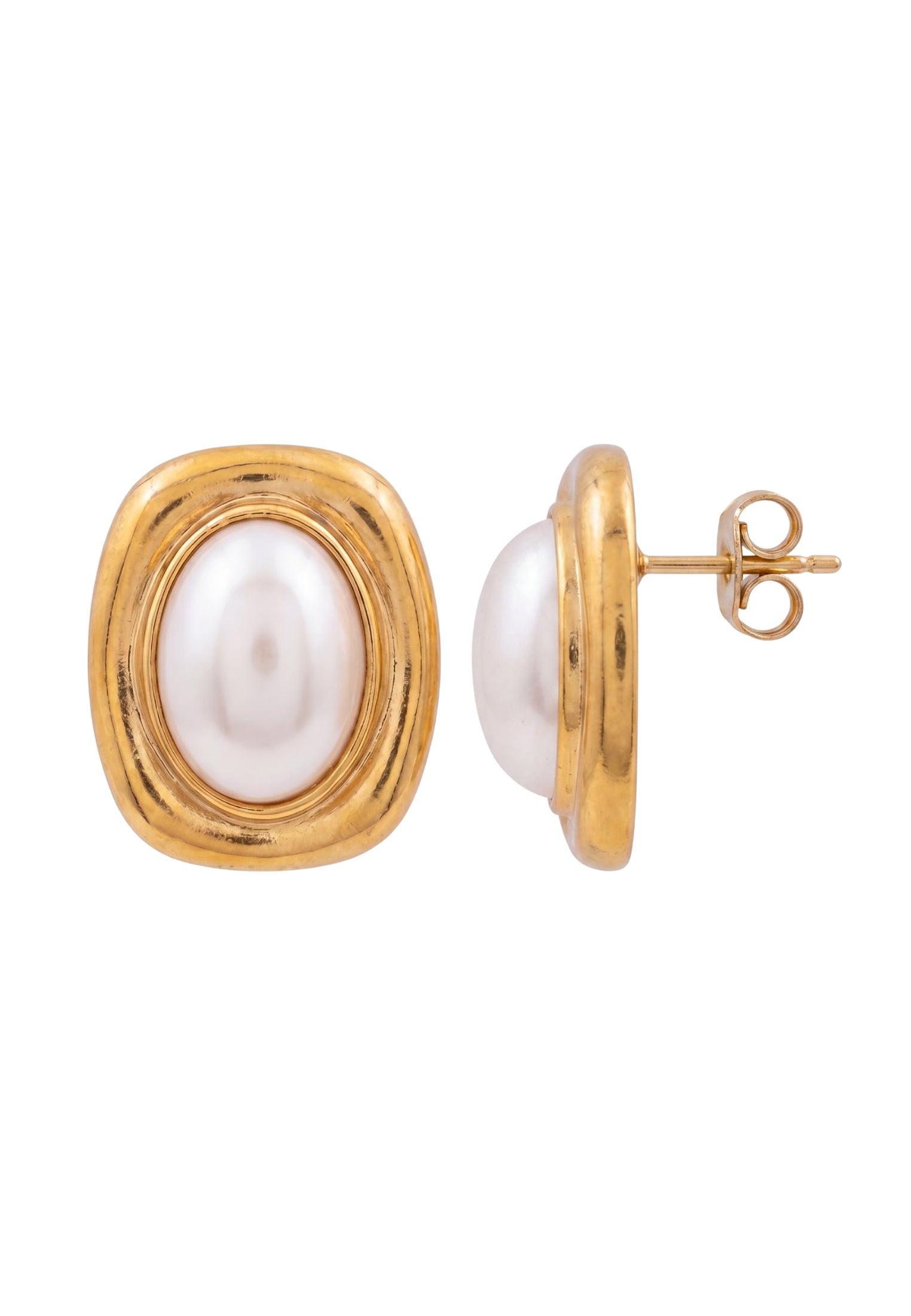 Carrington Oval Pearl Knot Earrings Gold