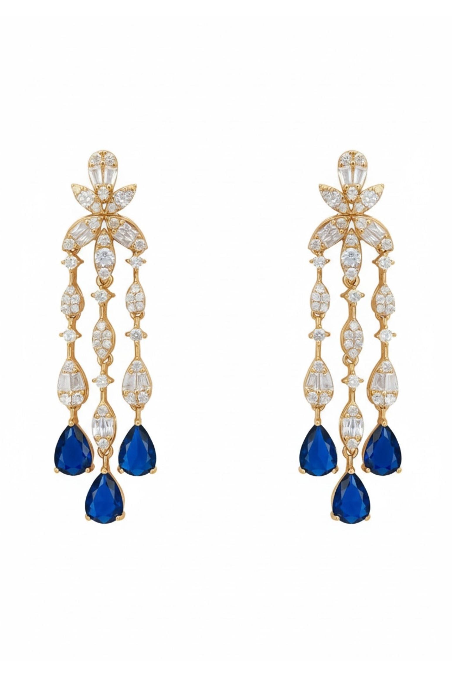 Duchess Sapphire Drop Earrings Gold