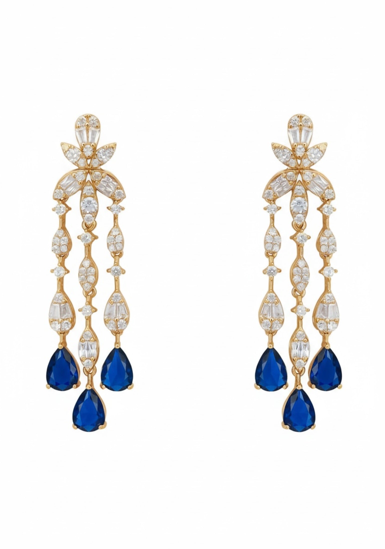 Duchess Sapphire Drop Earrings Gold