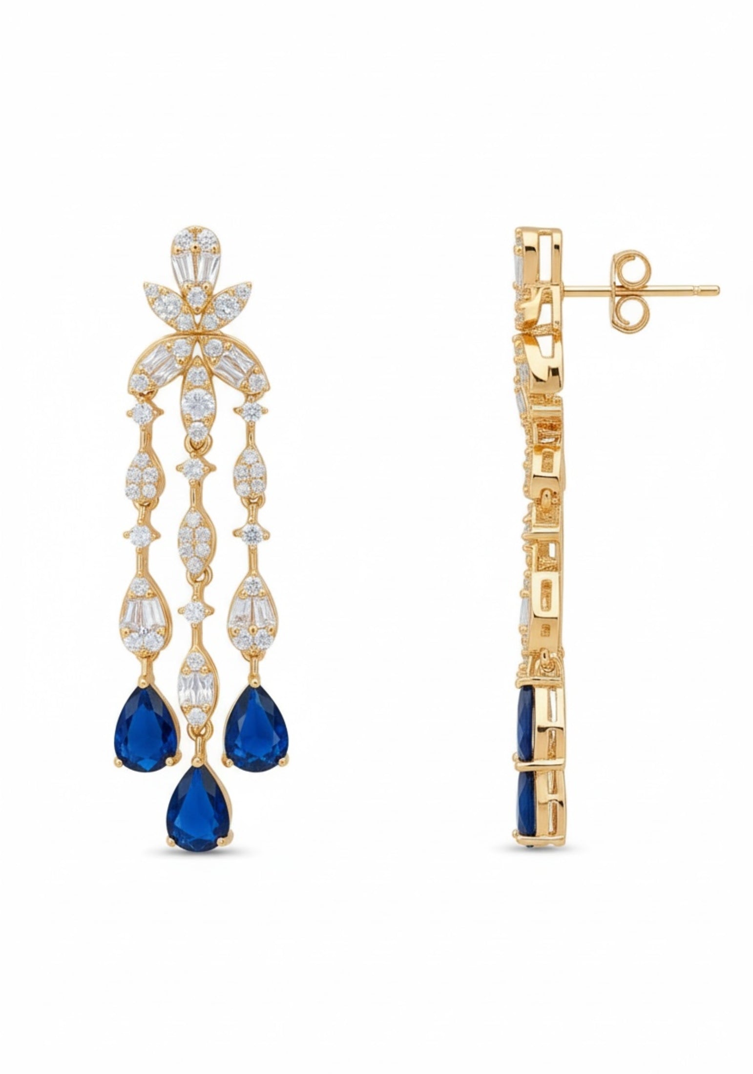Duchess Sapphire Drop Earrings Gold