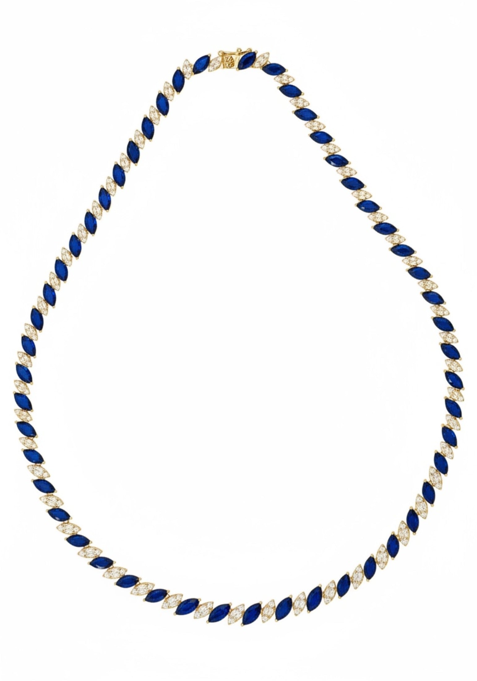 Viscountess Statement Tennis Necklace Sapphire Gold