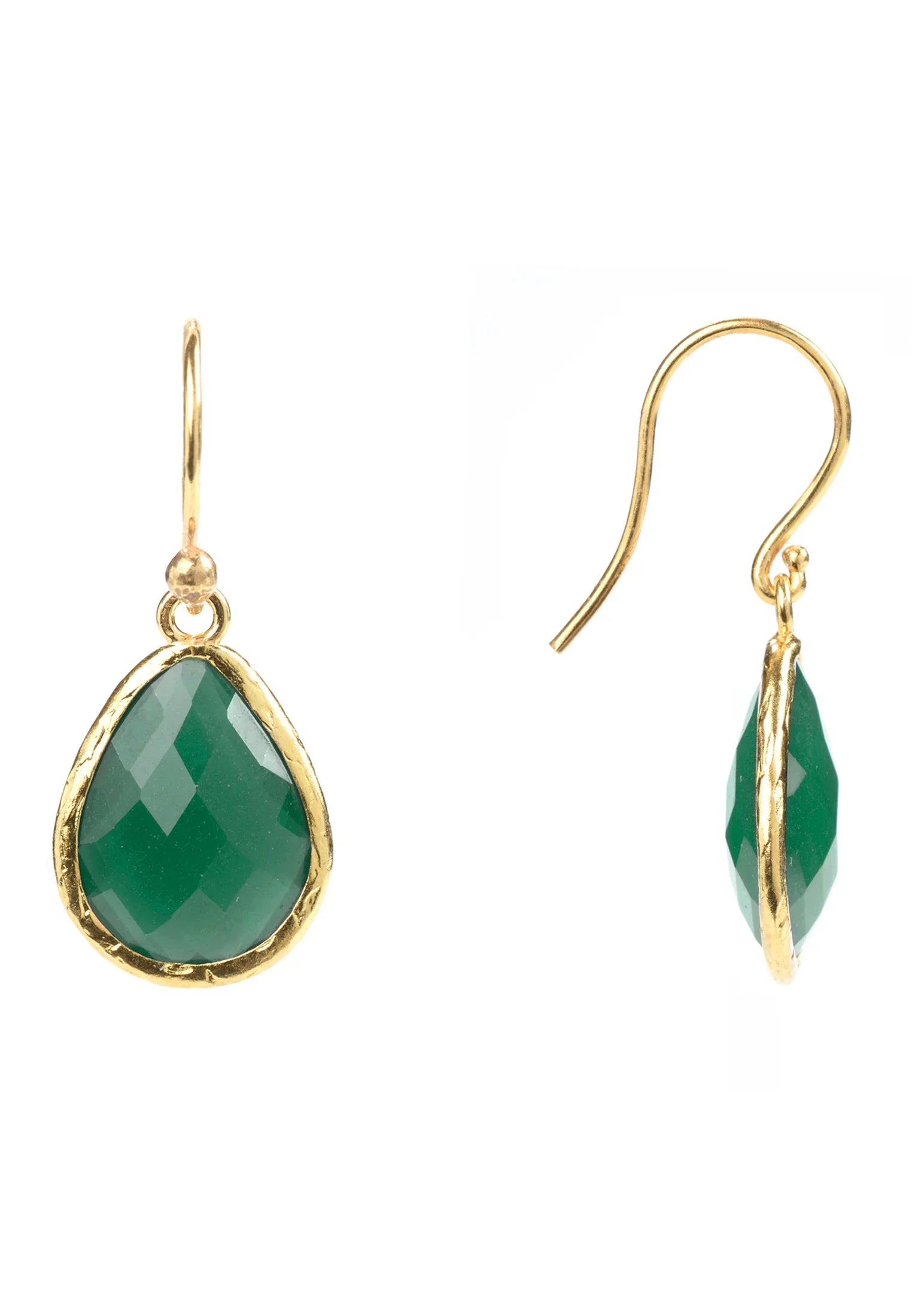 Pendientes Petite Gota Ónix Verde Oro