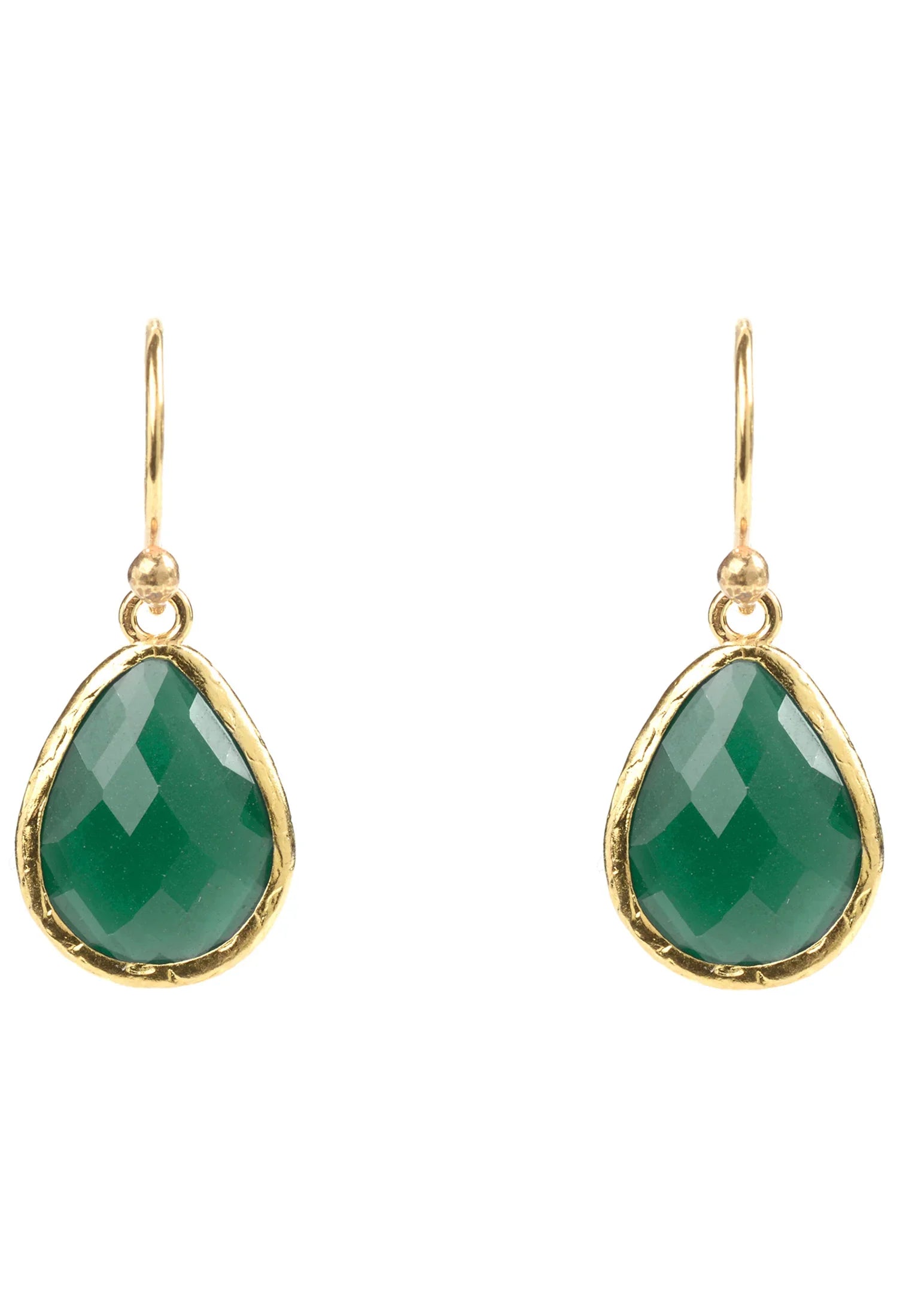 Pendientes Petite Gota Ónix Verde Oro
