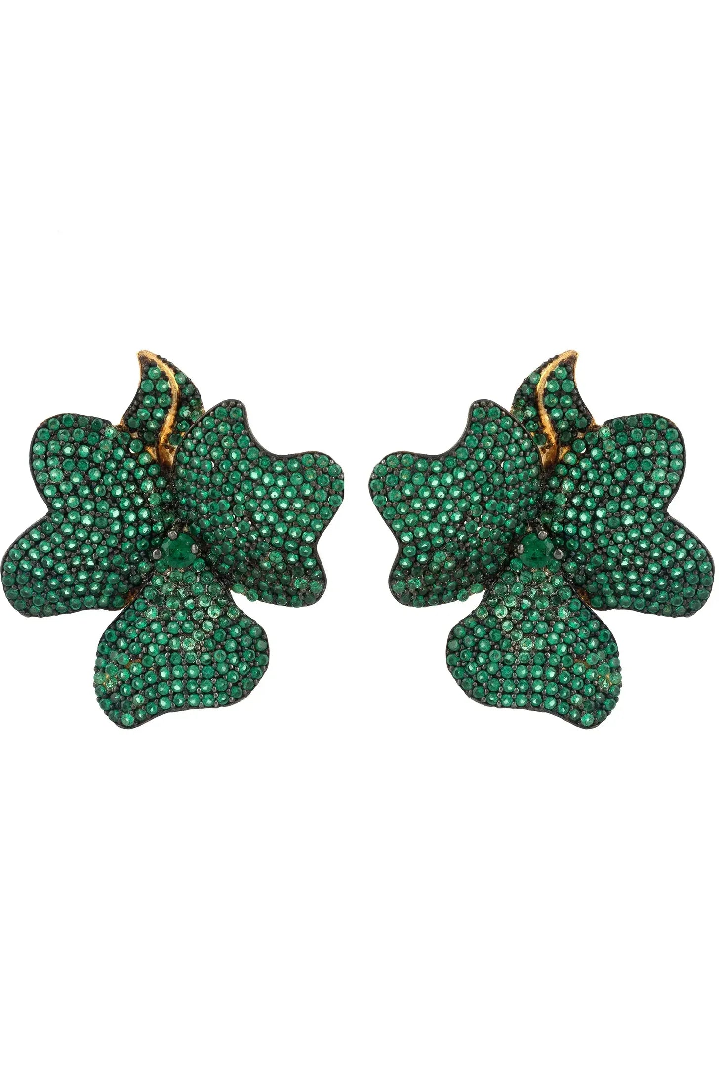 Emerald clover earrings.