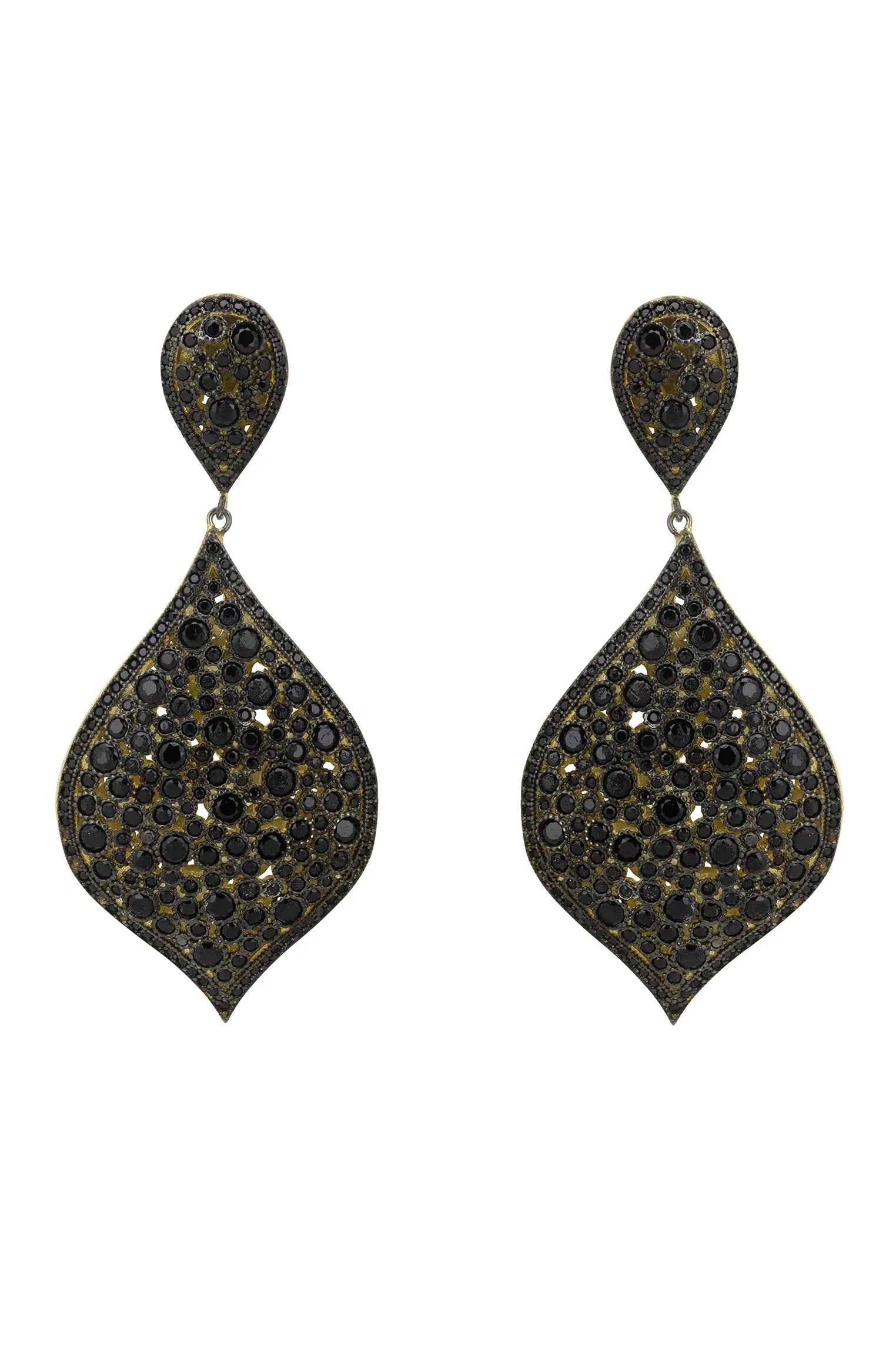 Black and rose gold teardrop earrings.