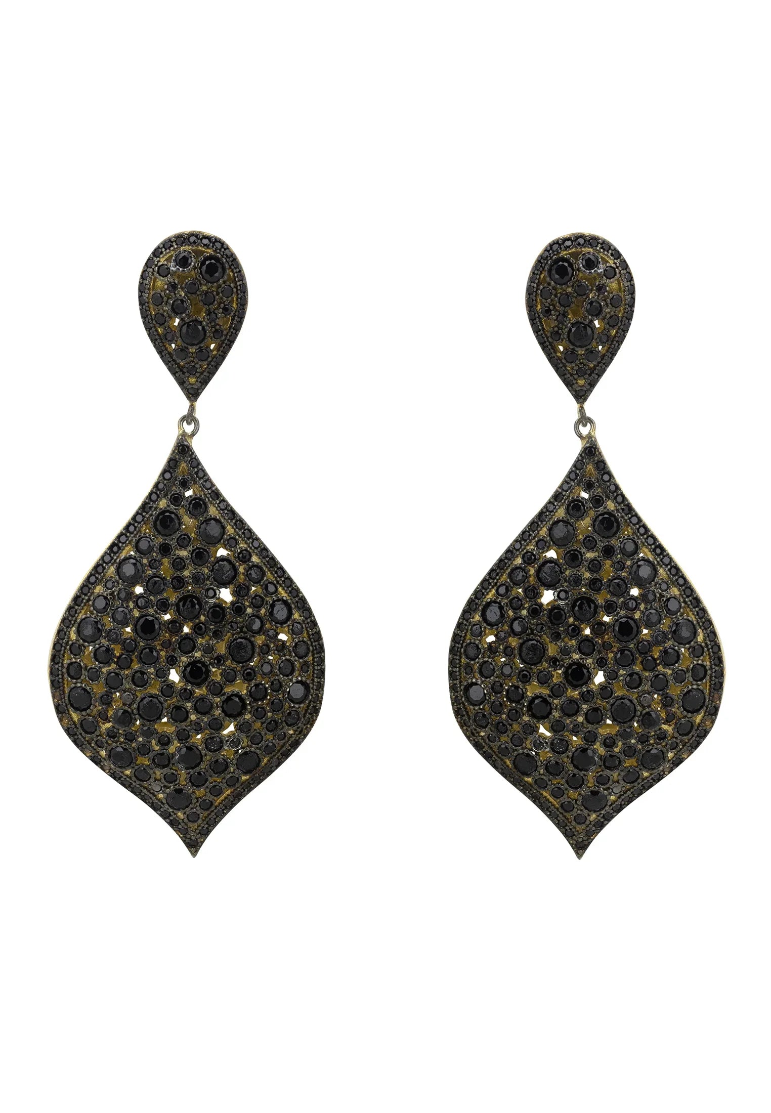 Black and rose gold teardrop earrings.