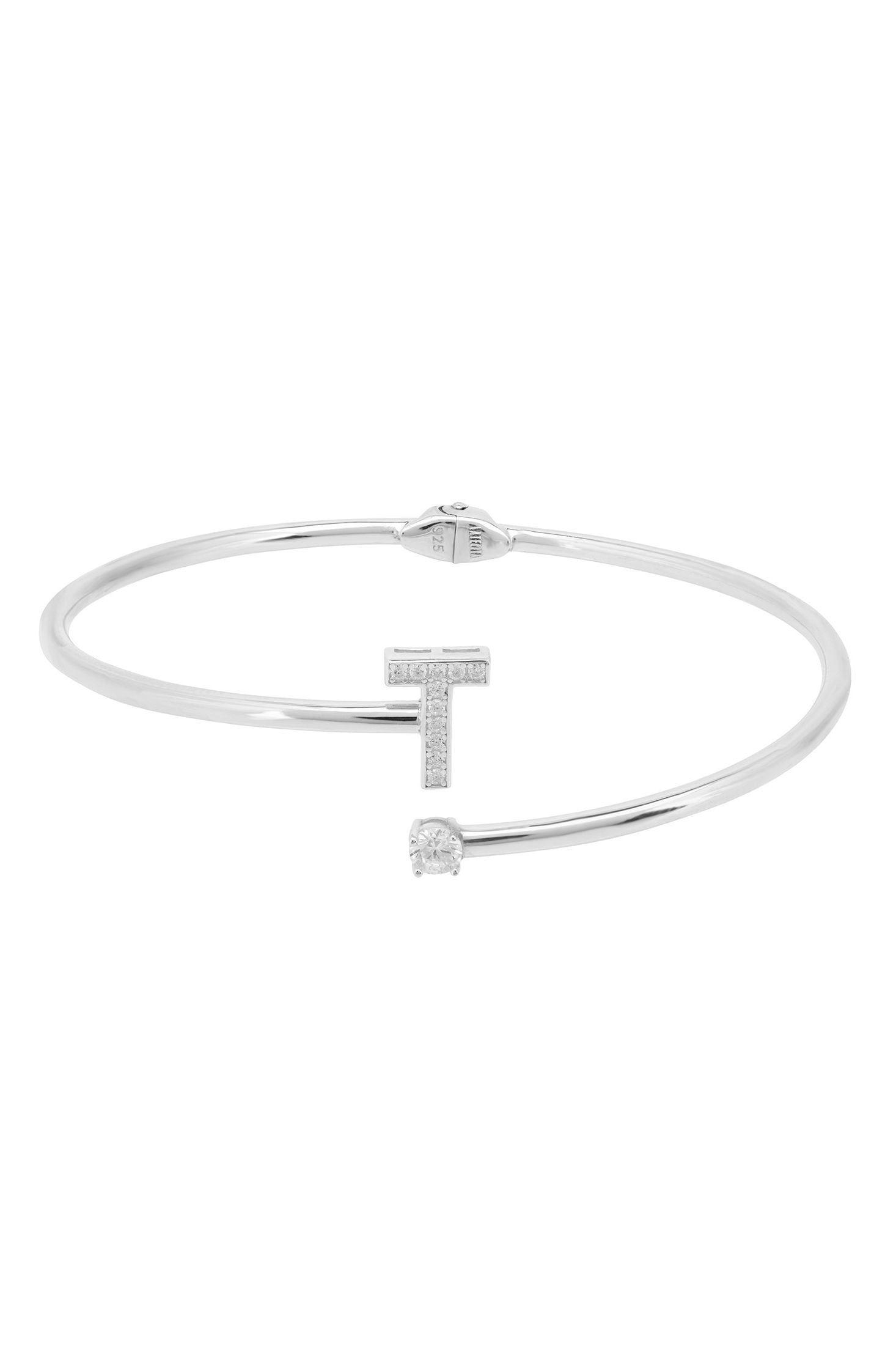 Initial 'T' silver bracelet.