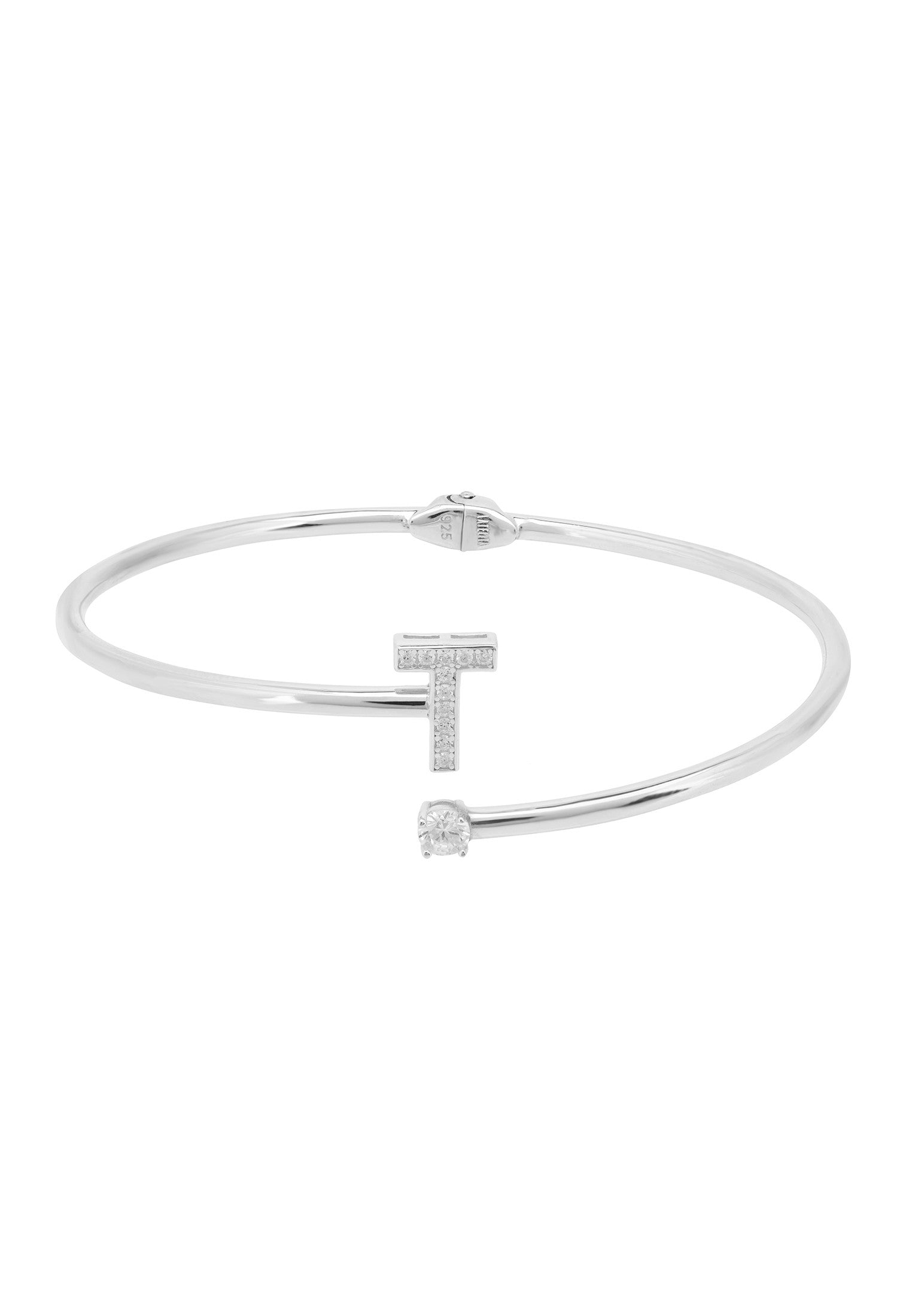 Initial 'T' silver bracelet.