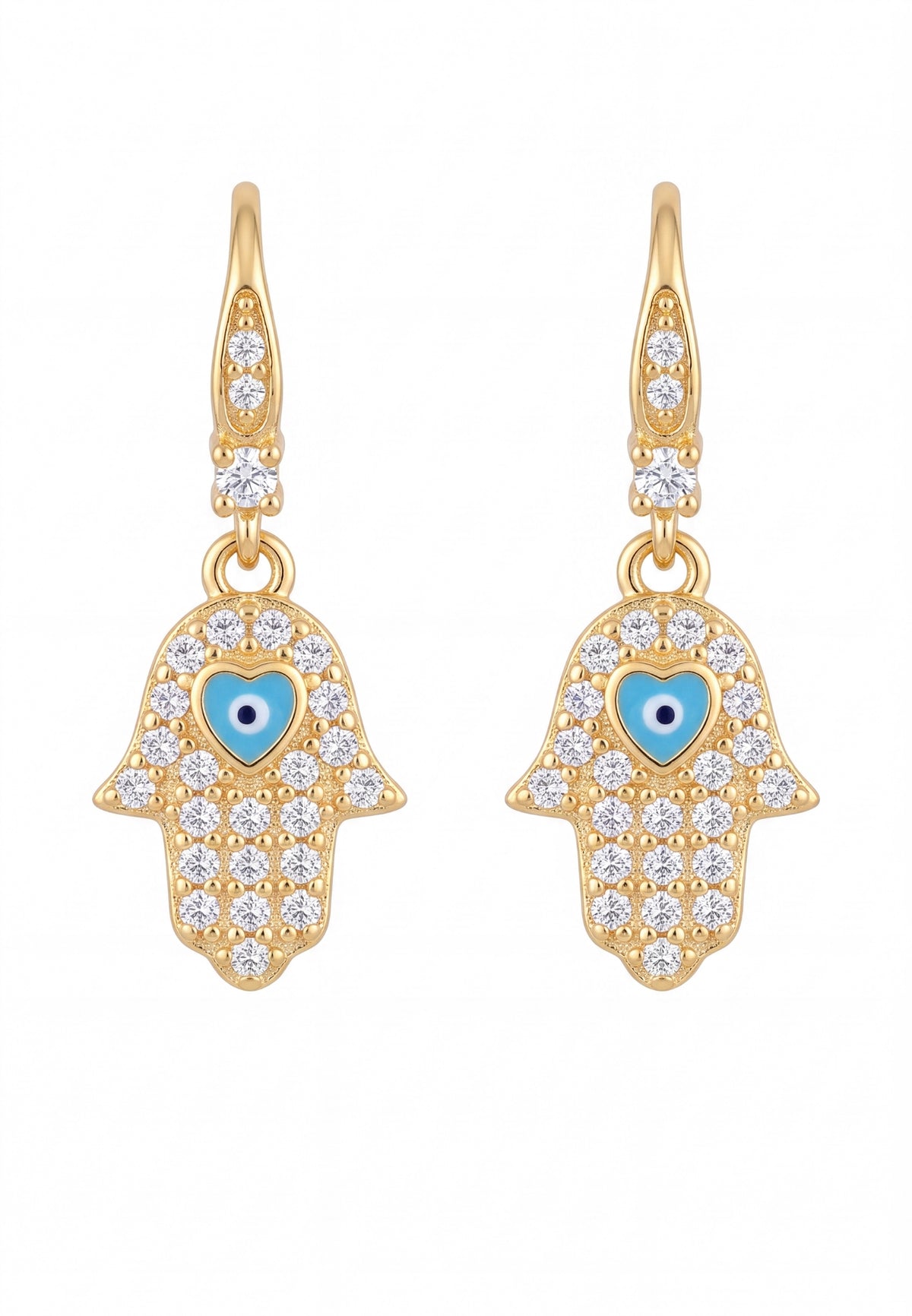 Hamsa Hand Drop Earrings Gold