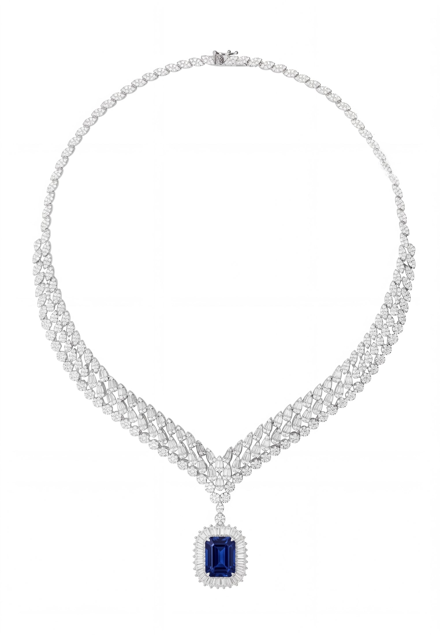 Countess Statement Sapphire Necklace Silver