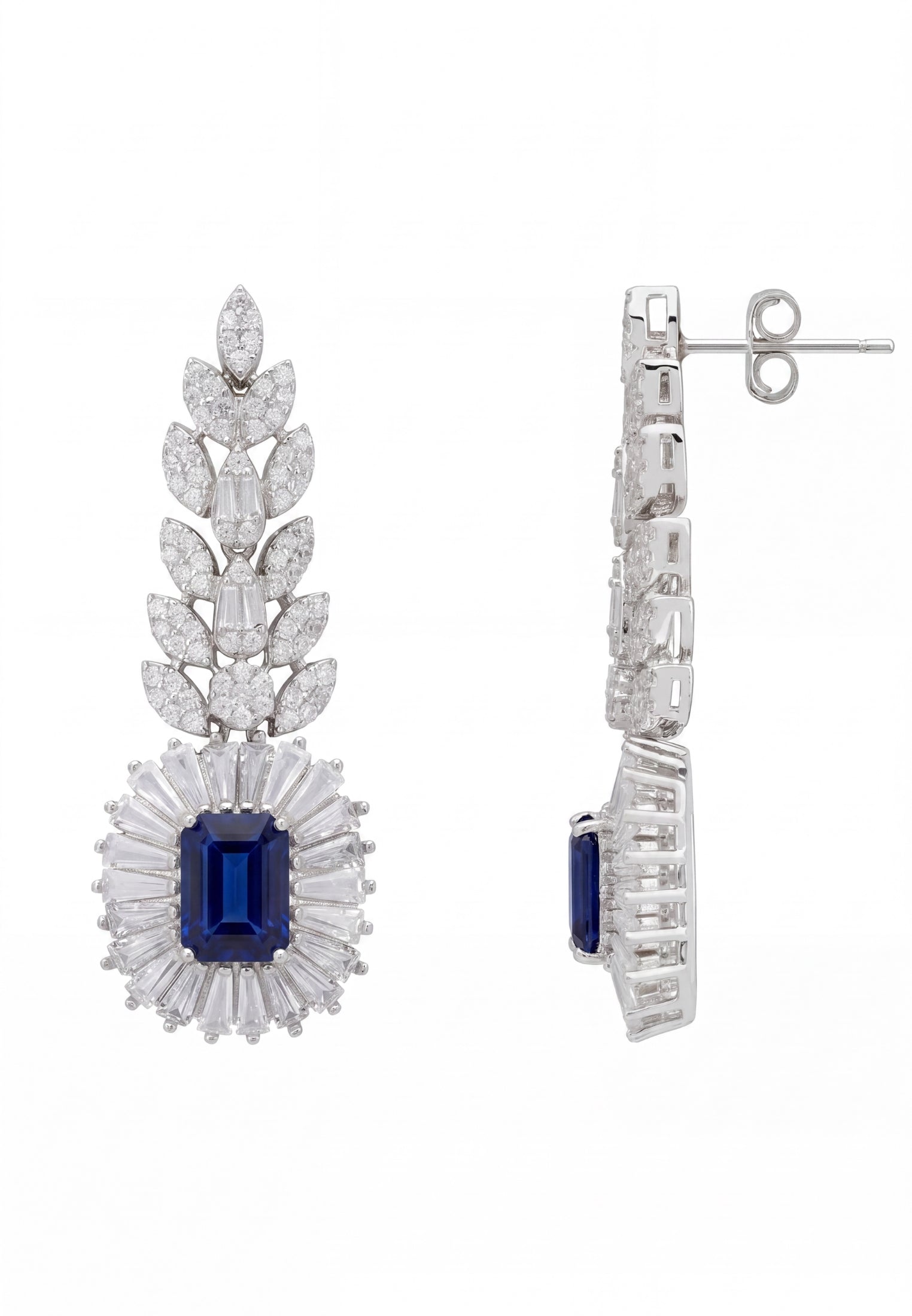 Countess Gemstone Drop Earrings Sapphire Silver