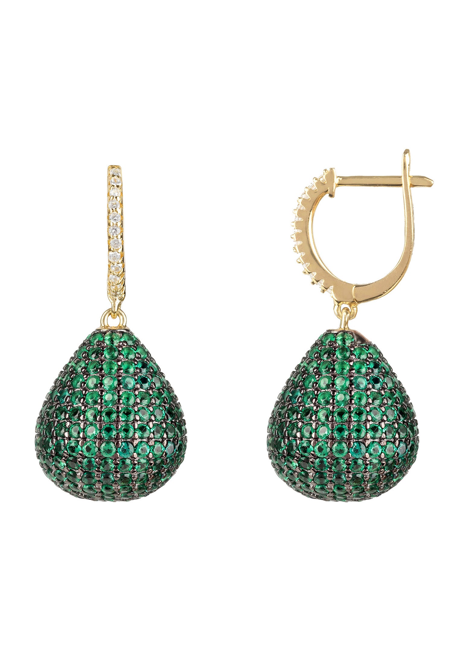 Valerie Pear Drop Gemstone Earring Gold Emerald Green