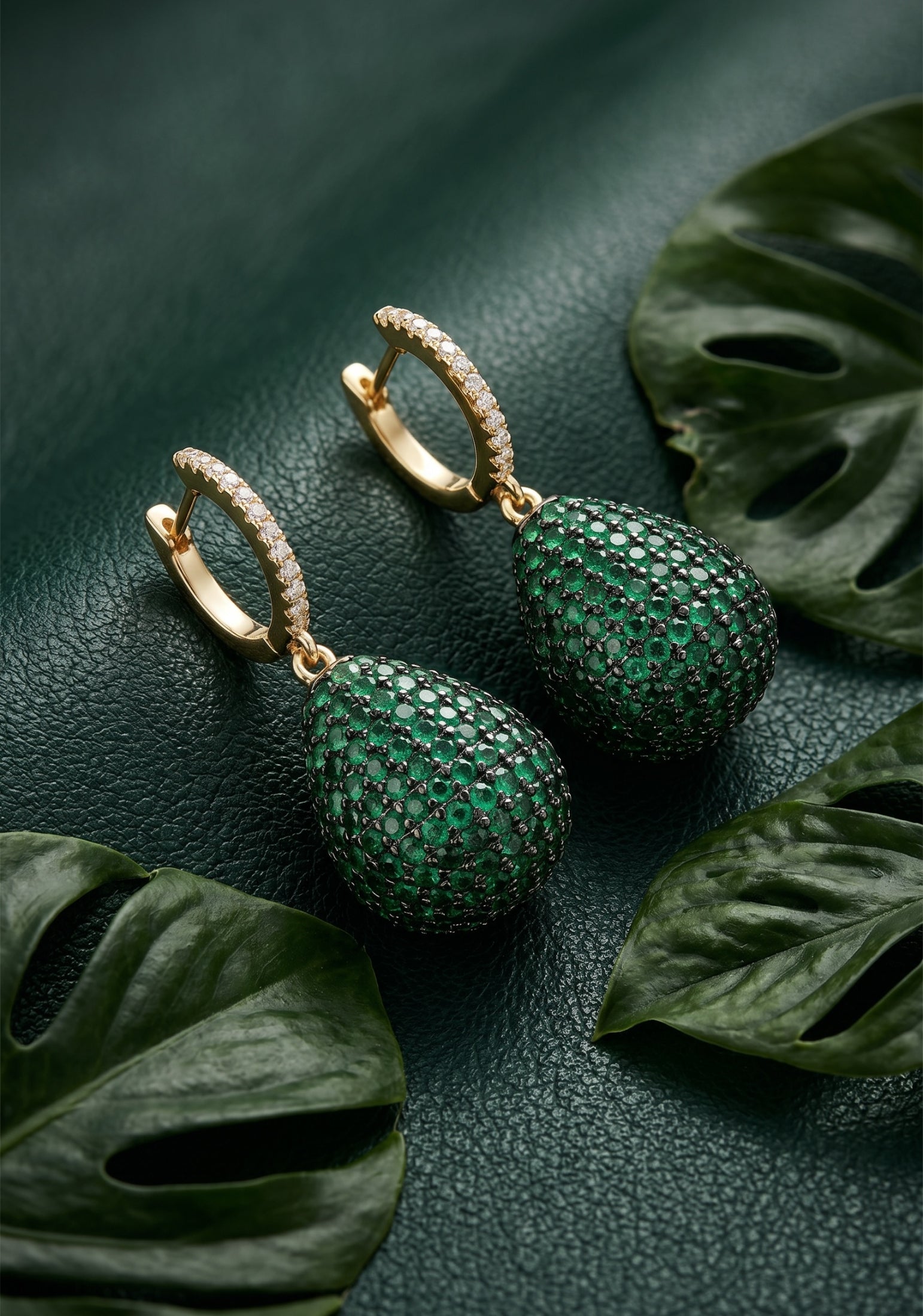 Valerie Pear Drop Gemstone Earring Gold Emerald Green