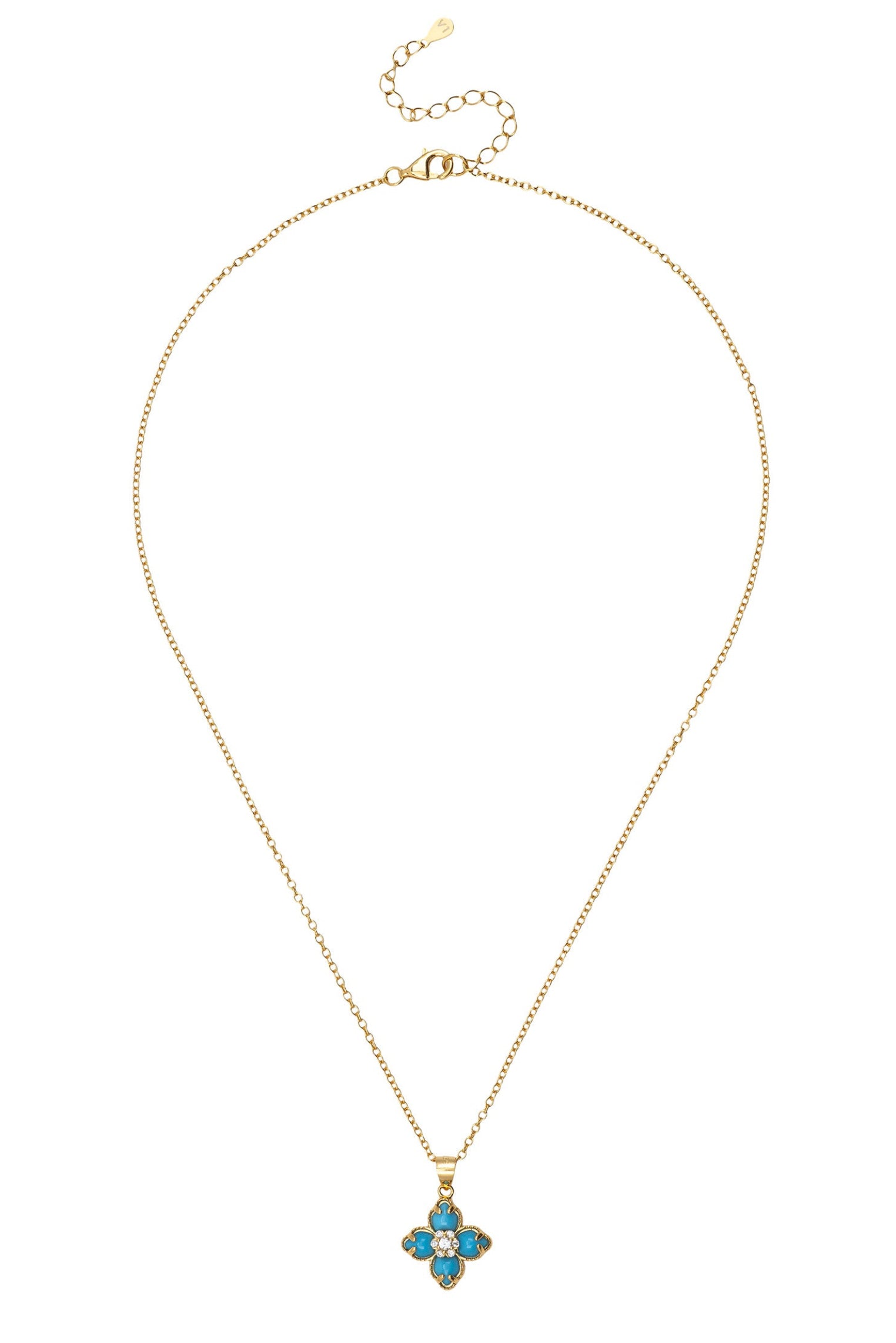 Turquoise clover gold necklace.