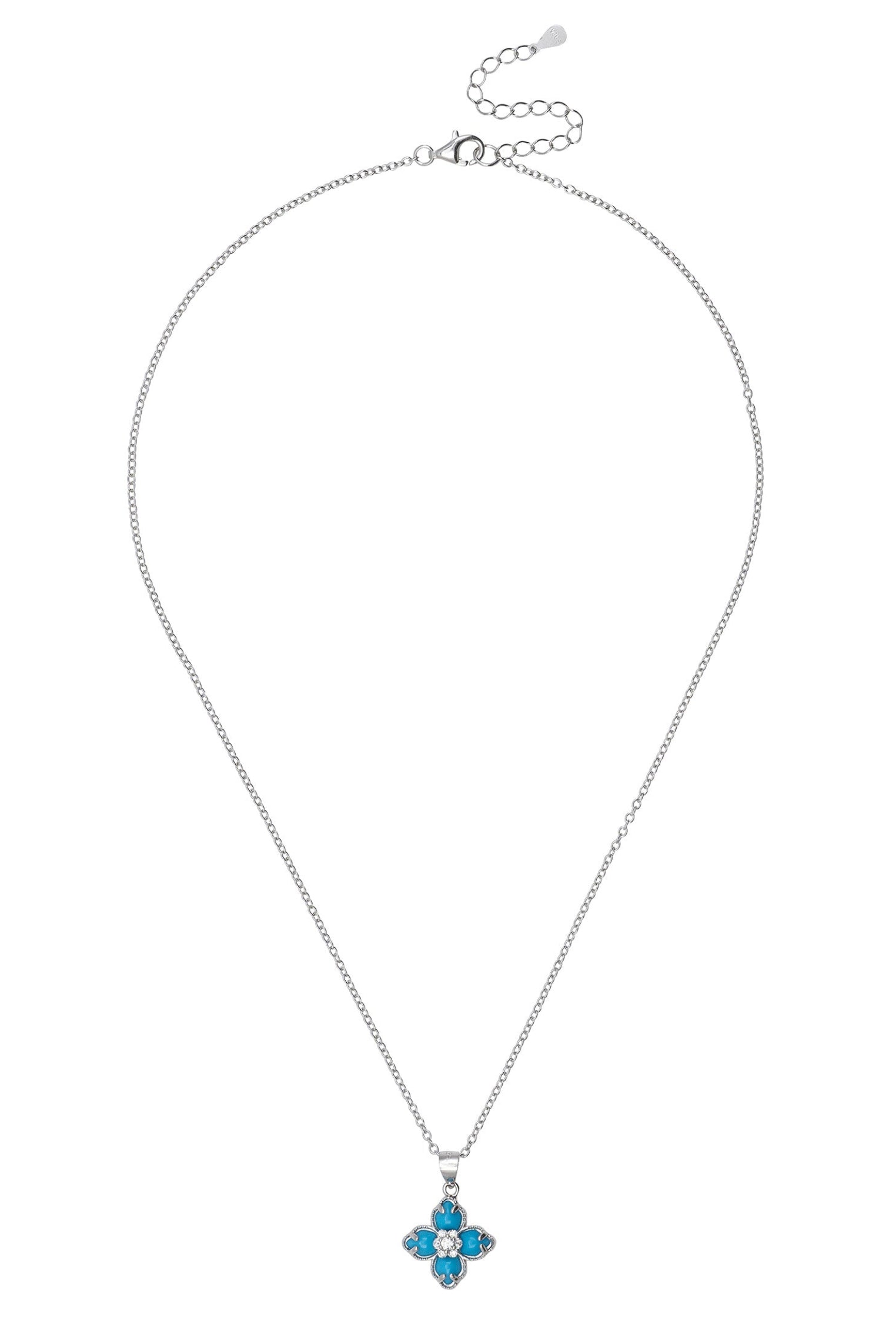 Turquoise clover silver necklace.