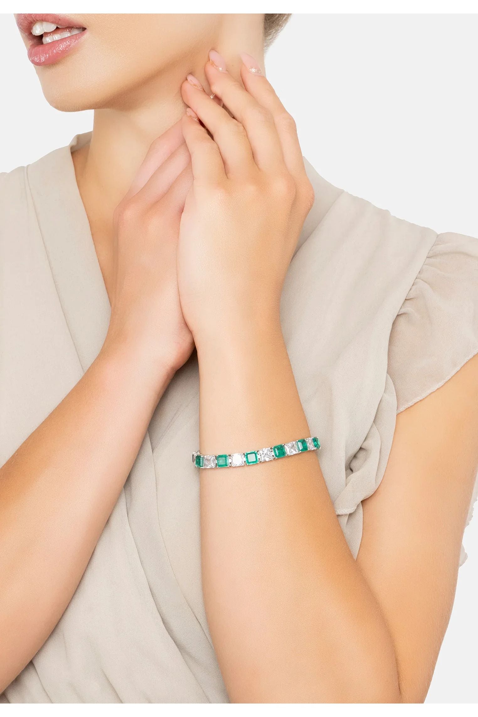 The bracelet worn by a model.