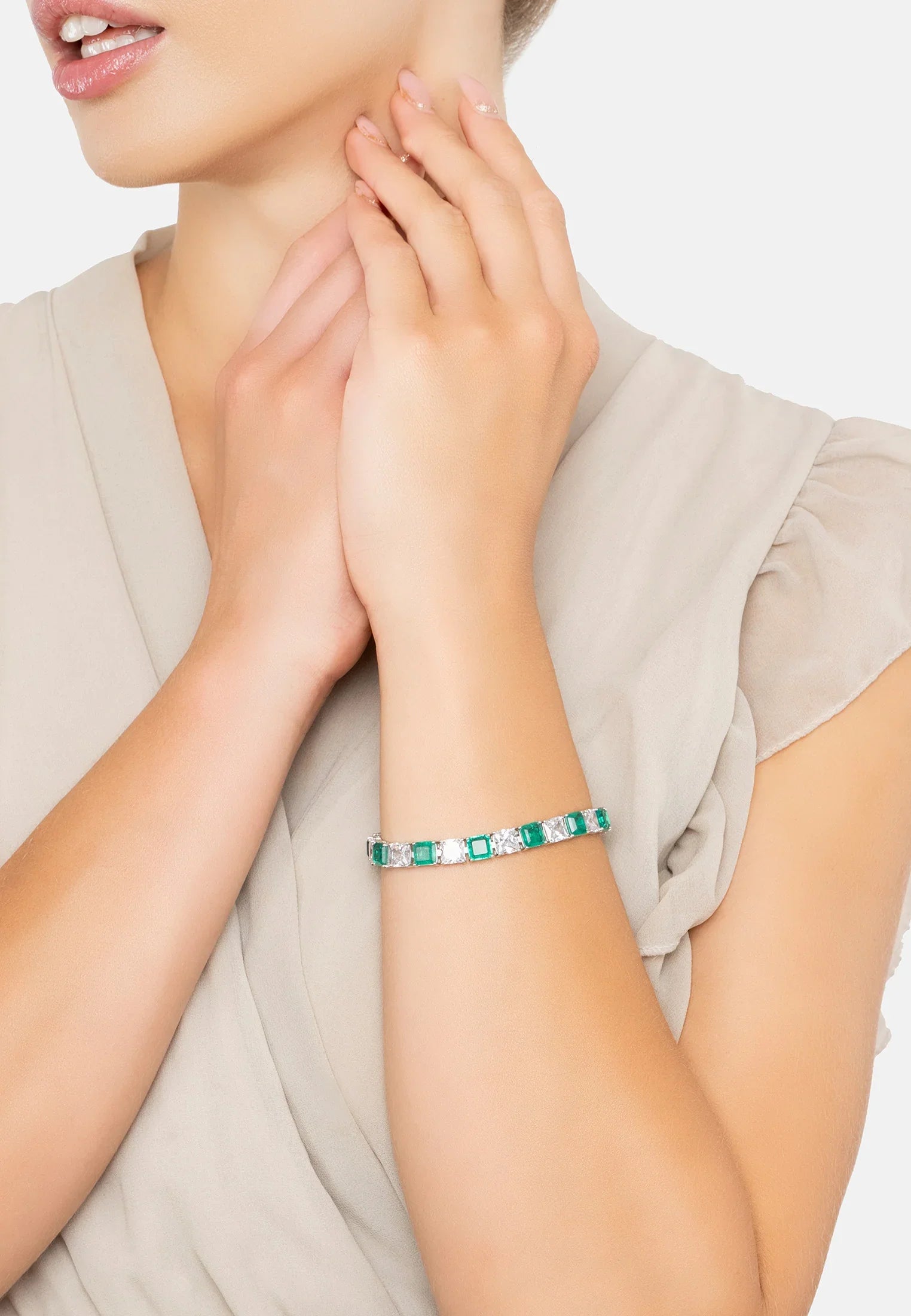 The bracelet worn by a model.