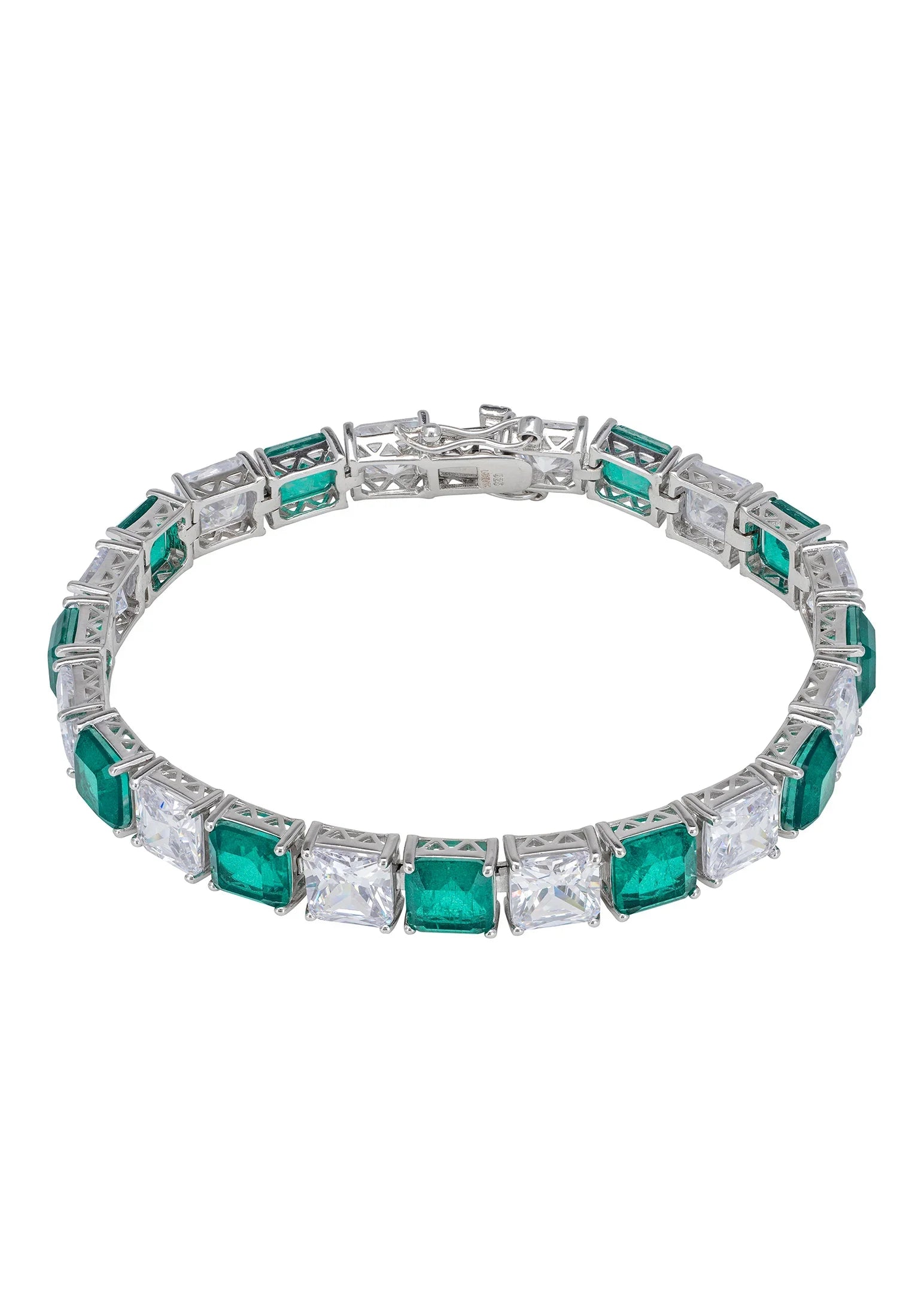 Square emerald and diamond bracelet.