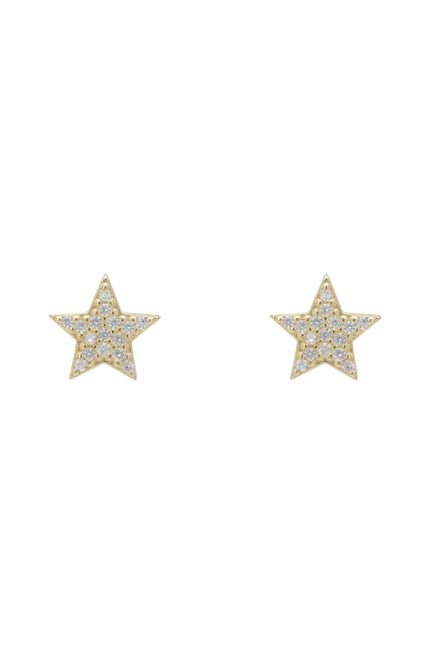 Gold diamond star stud earrings.