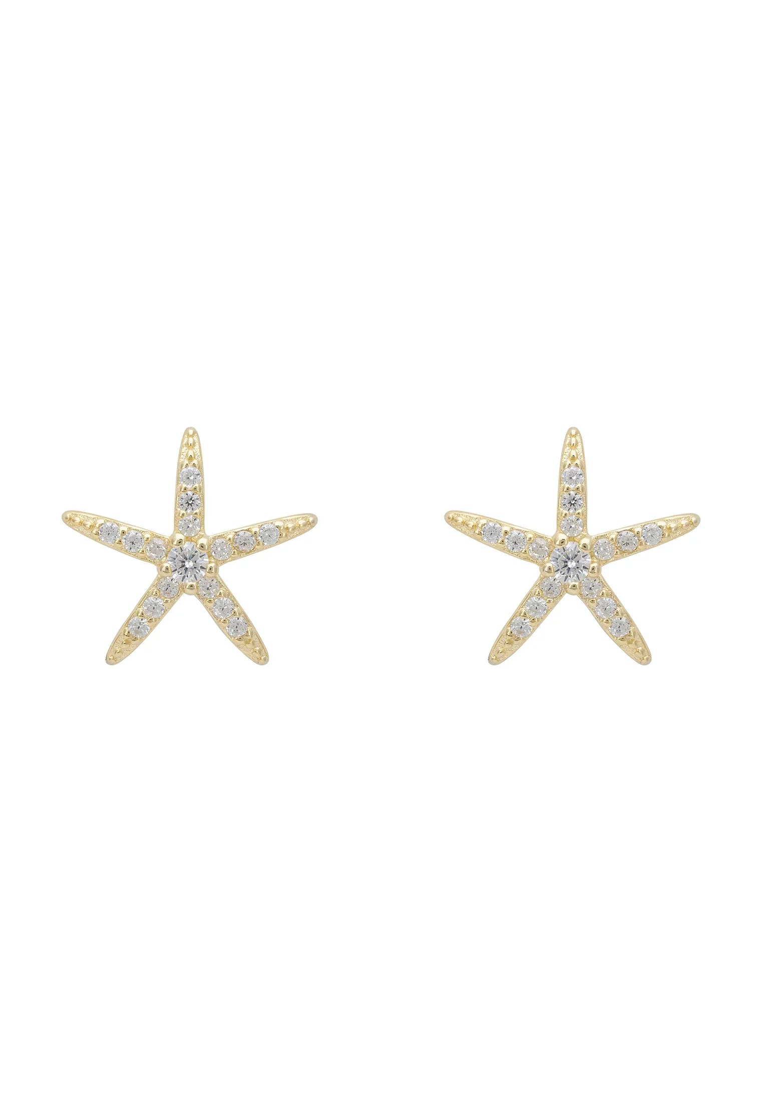 Diamond and gold starfish earrings.