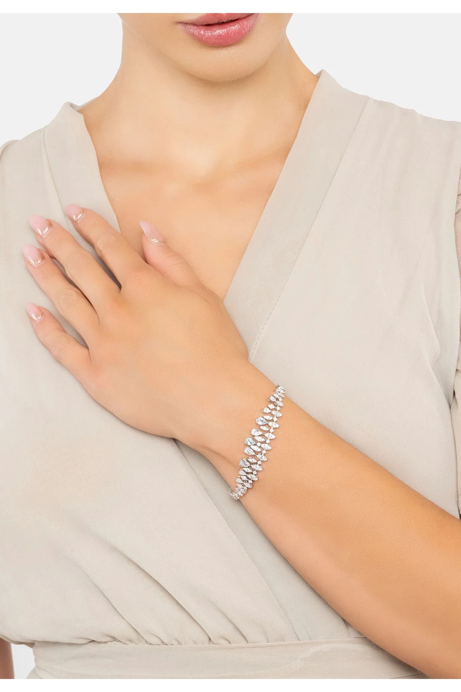The bracelet worn by a model.