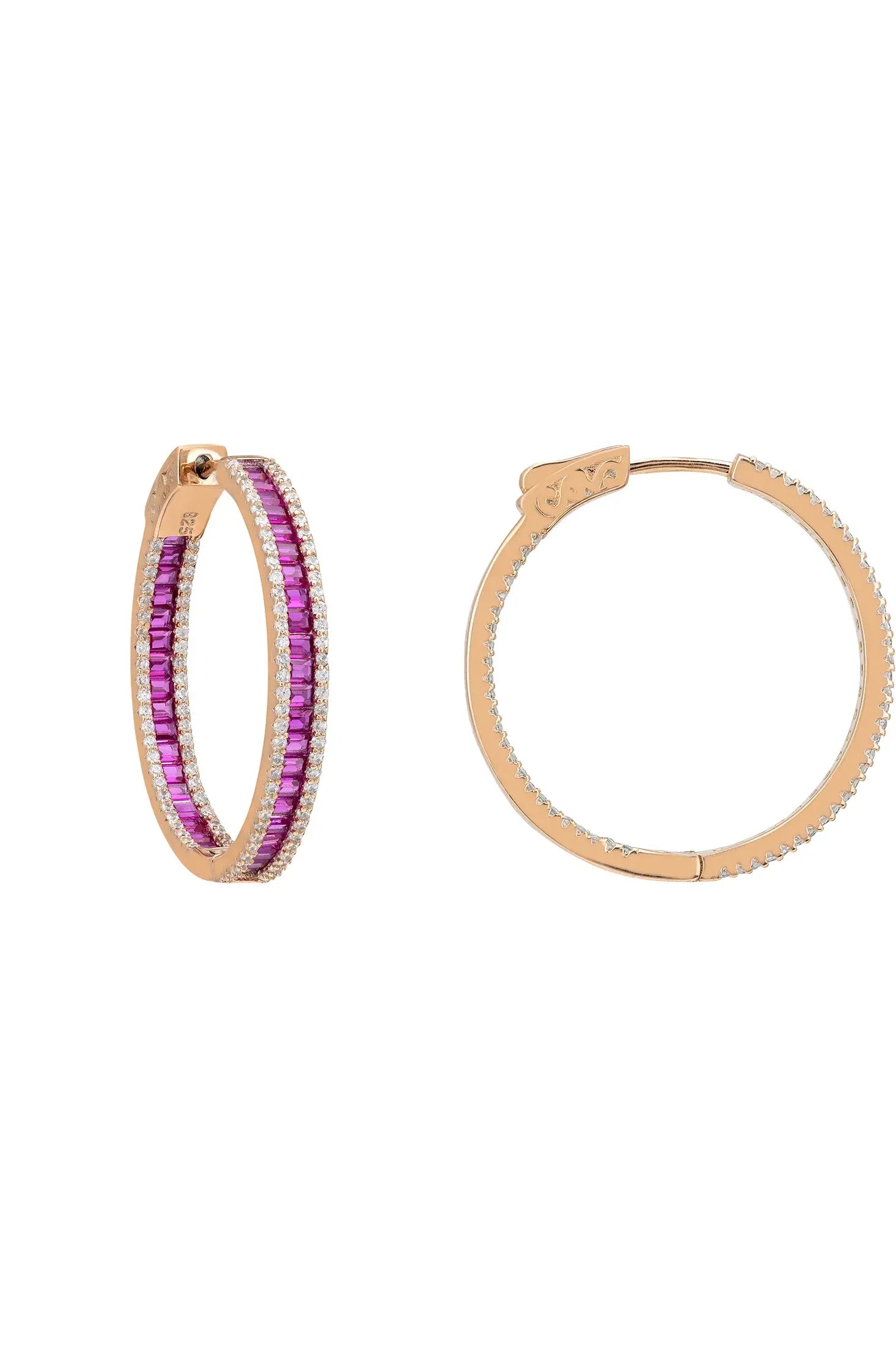 The hinge of the hoop earrings.