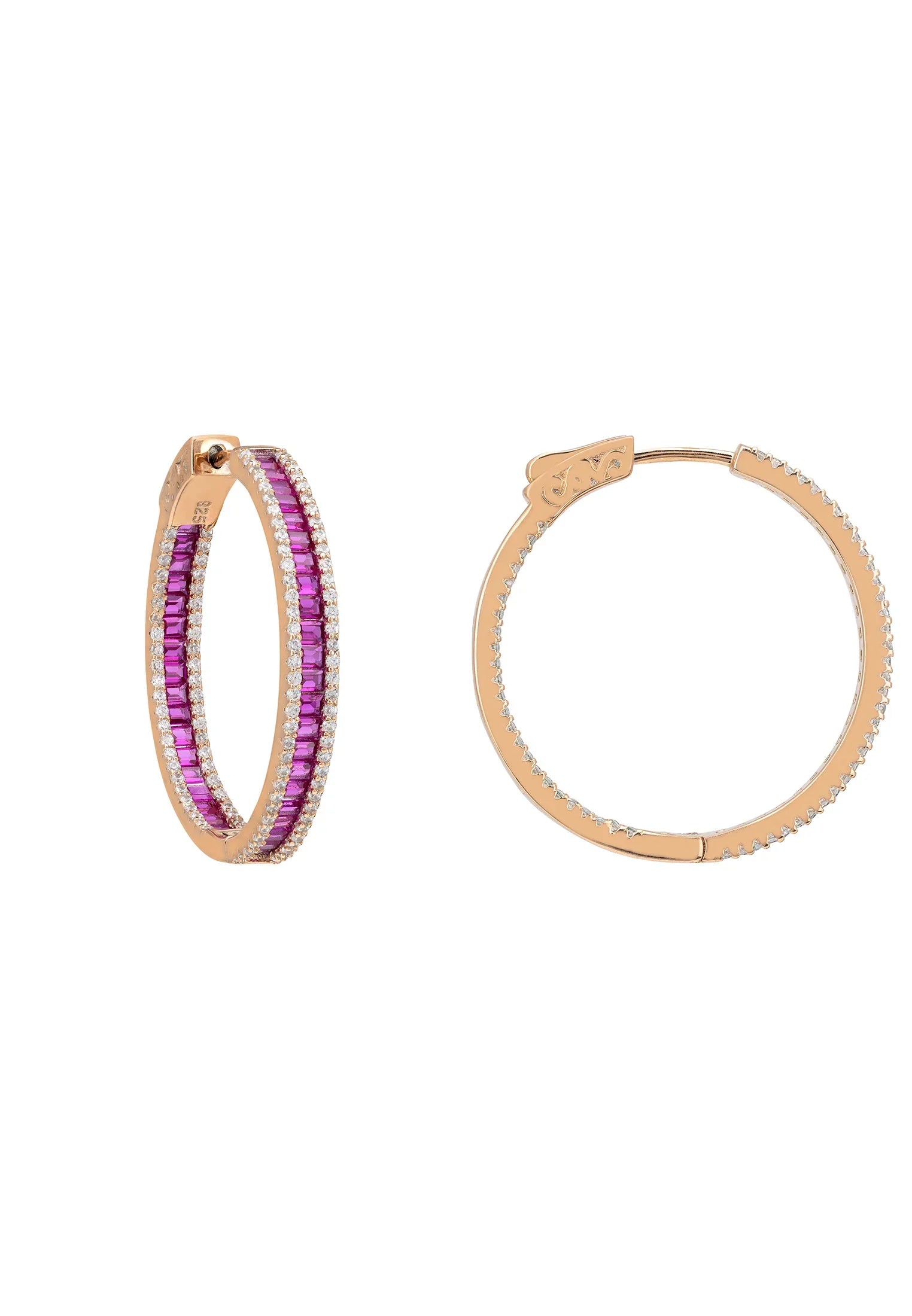 The hinge of the hoop earrings.