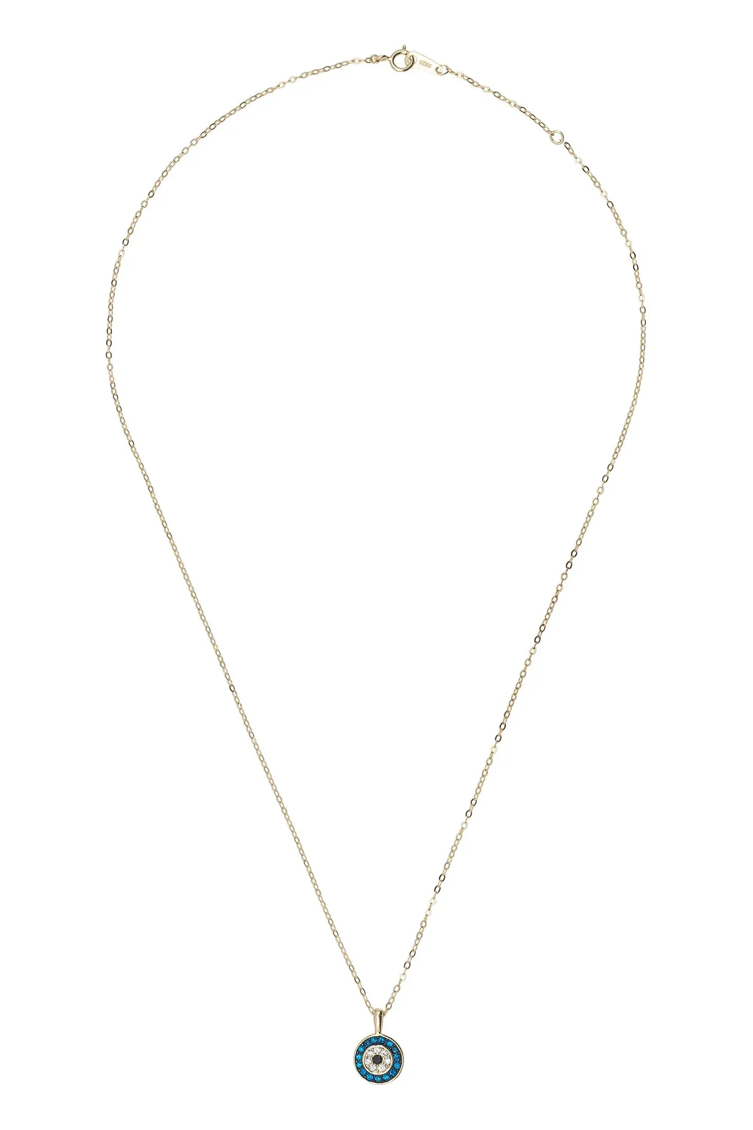 Gemstone evil eye gold necklace.
