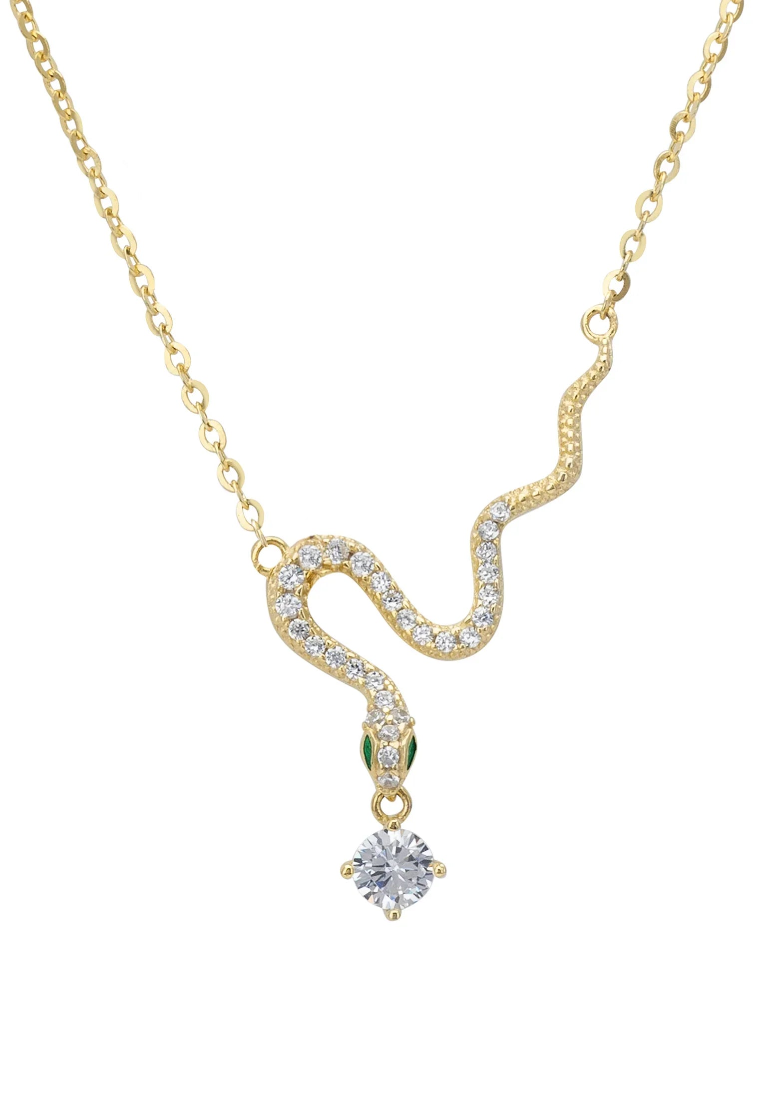 Close-up of the diamond and gold slithering snake charm.