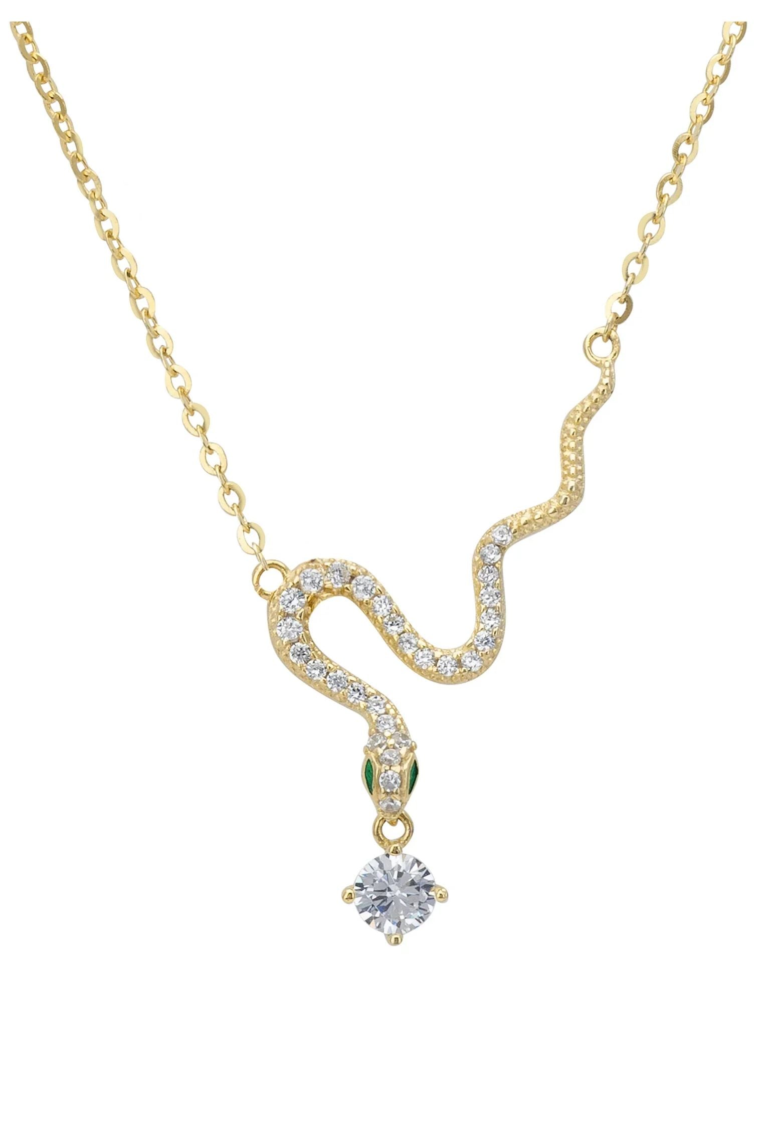 Close-up of the diamond and gold slithering snake charm.