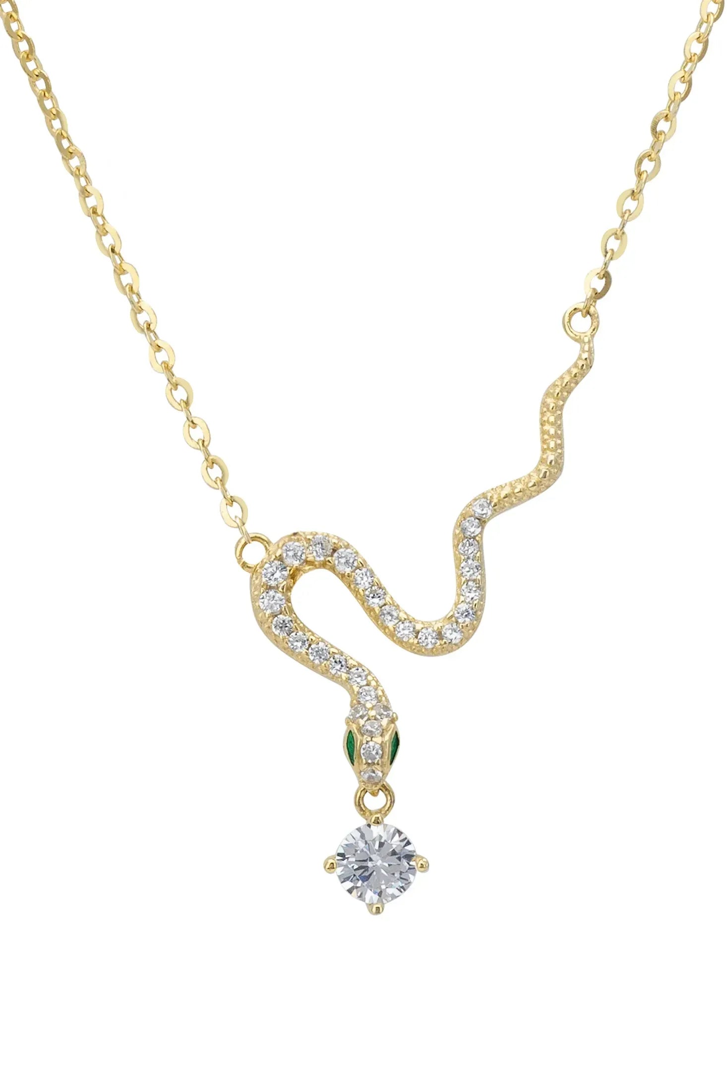 Close-up of the diamond and gold slithering snake charm.