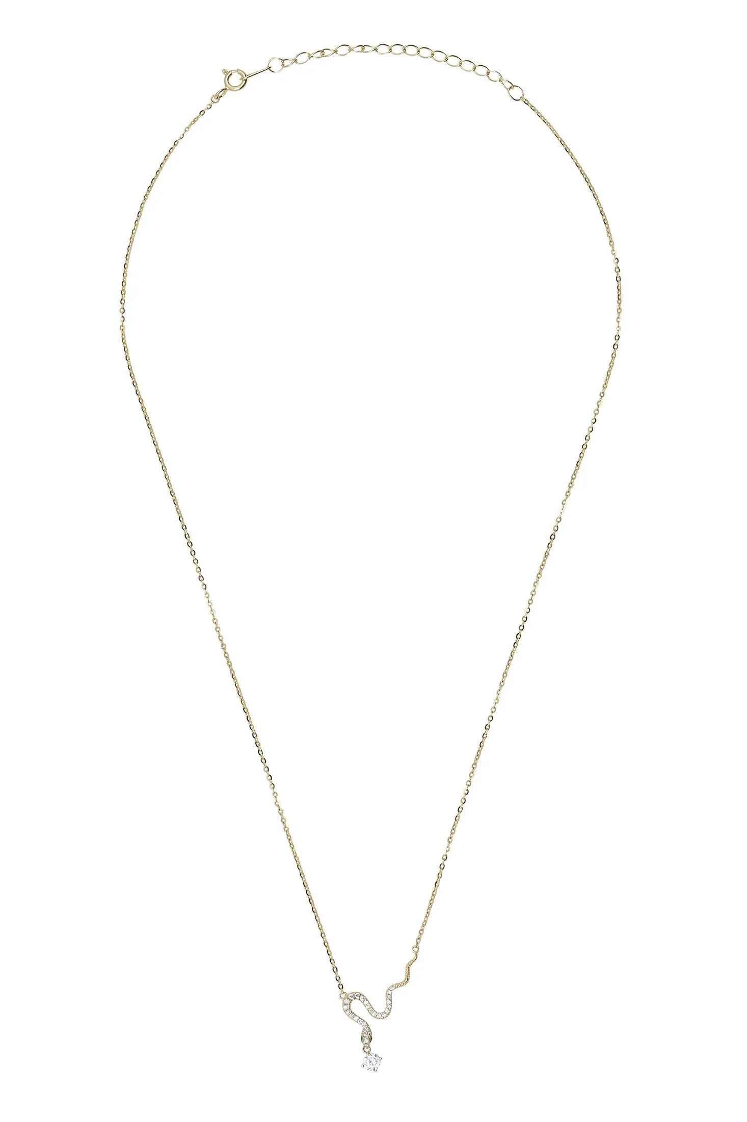 Diamond and gold slithering snake necklace.