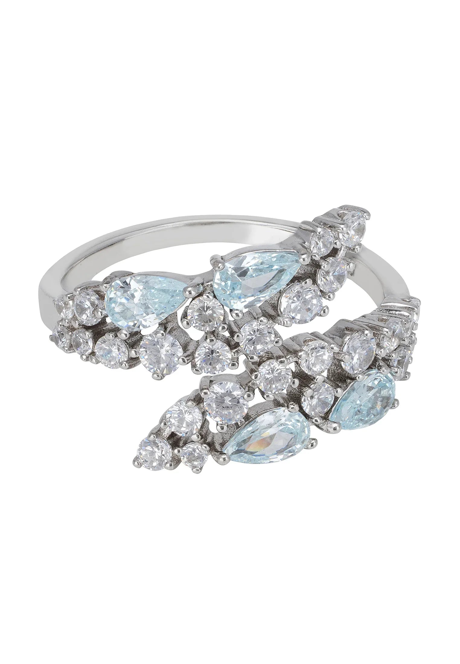 Aquamarine teardrops diamond ring.