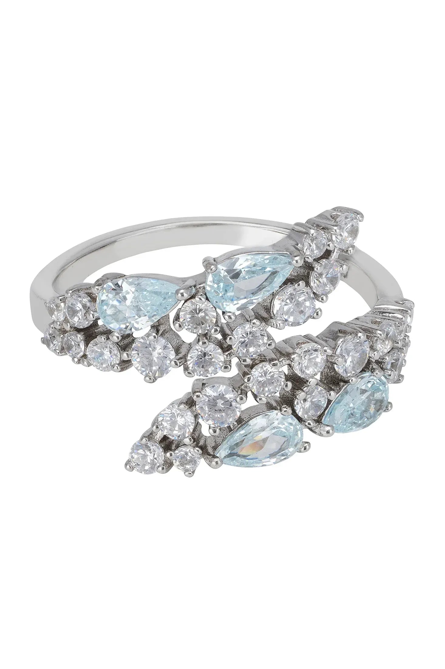Aquamarine teardrops diamond ring.