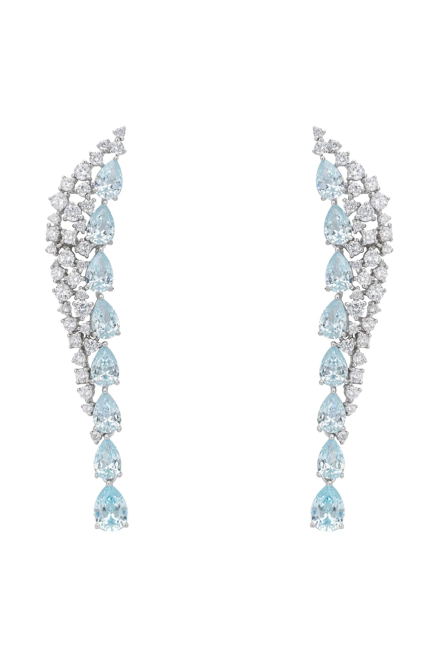 Aquamarine teardrops diamond earrings.