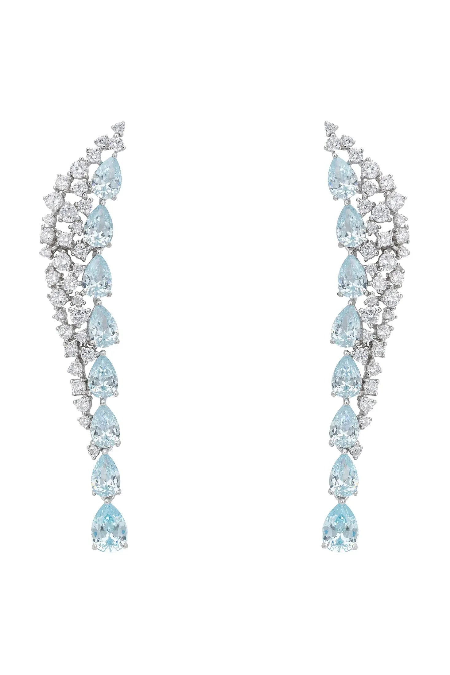 Aquamarine teardrops diamond earrings.