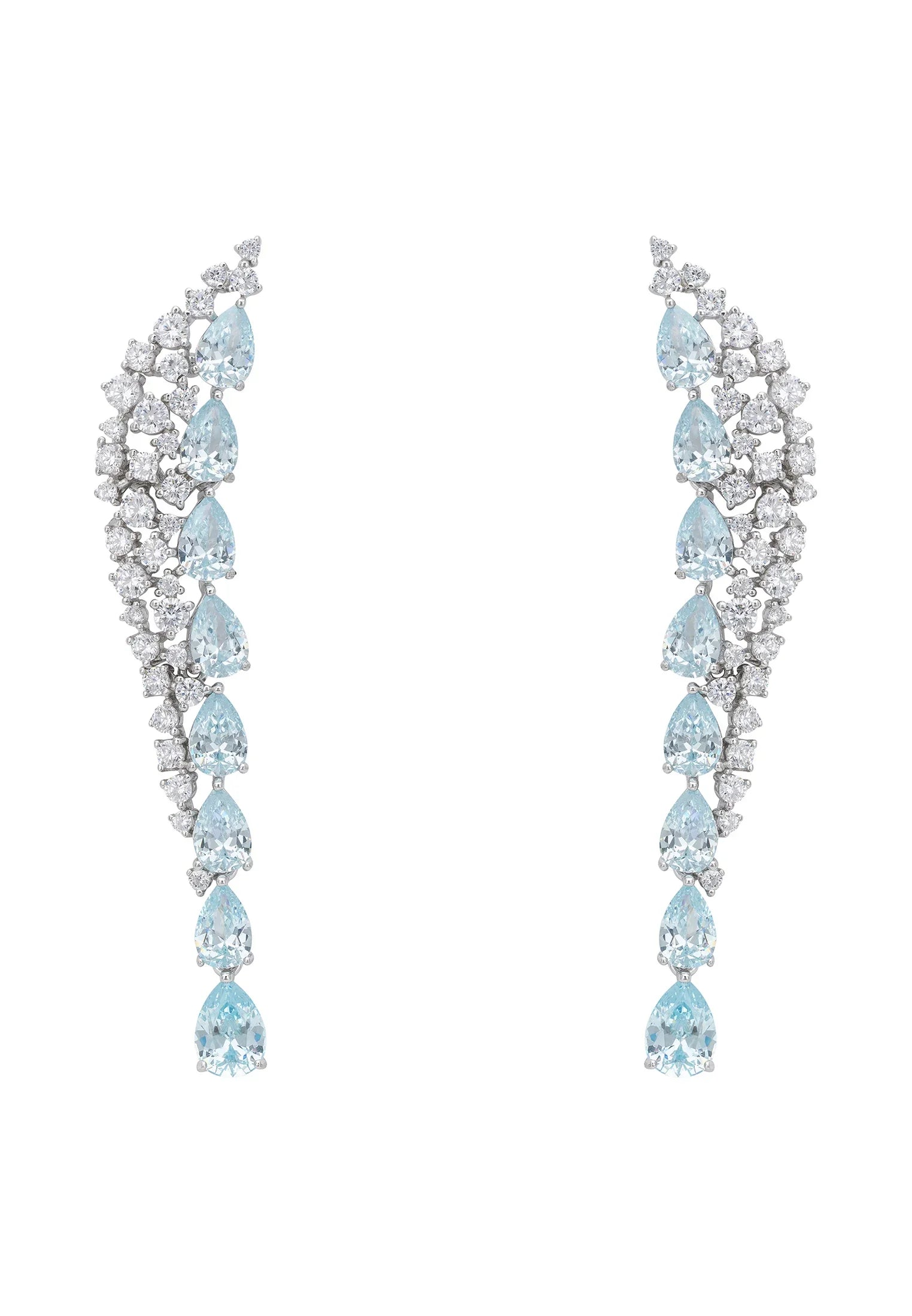 Aquamarine teardrops diamond earrings.