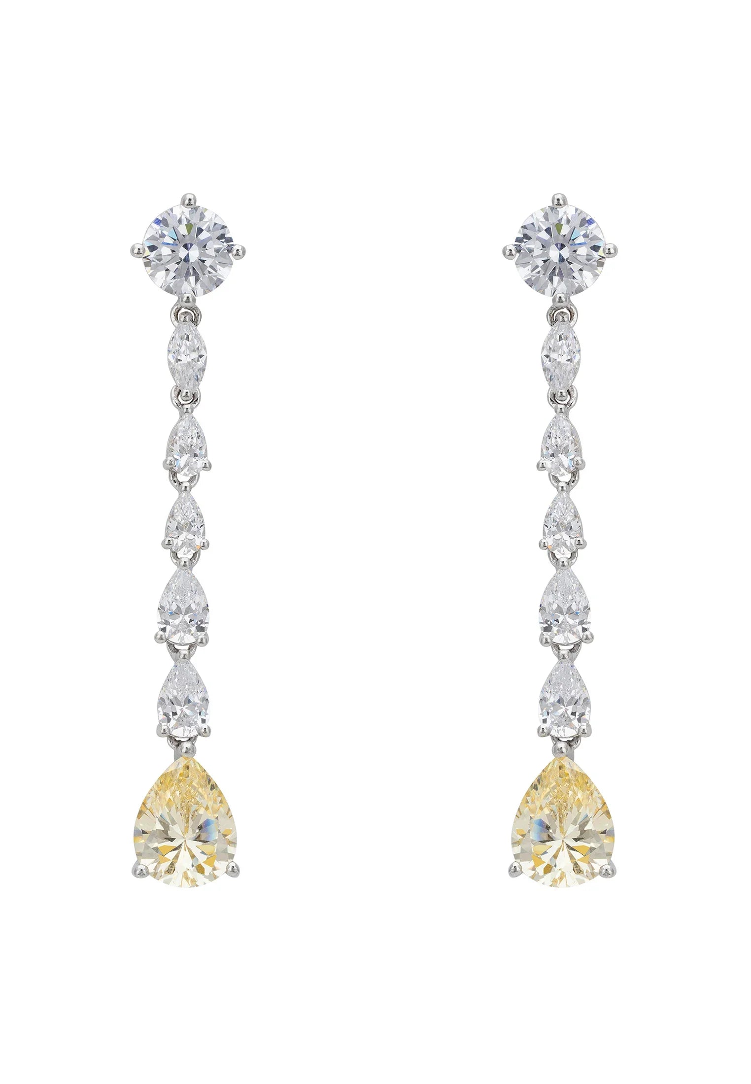Yellow gemstone diamond drop earrings.