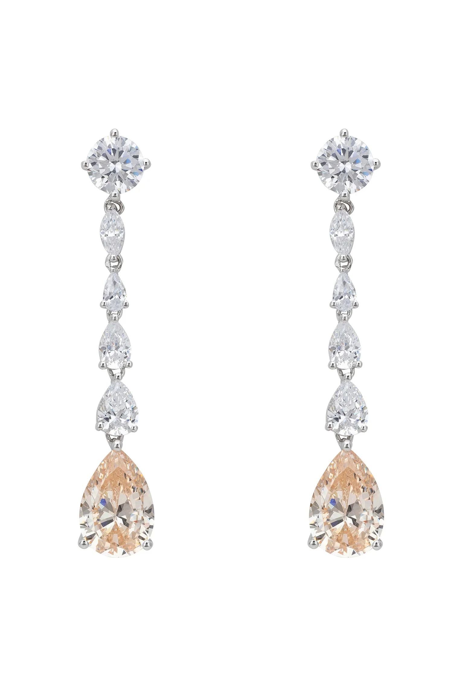 Champagne gemstone diamond drop earrings.