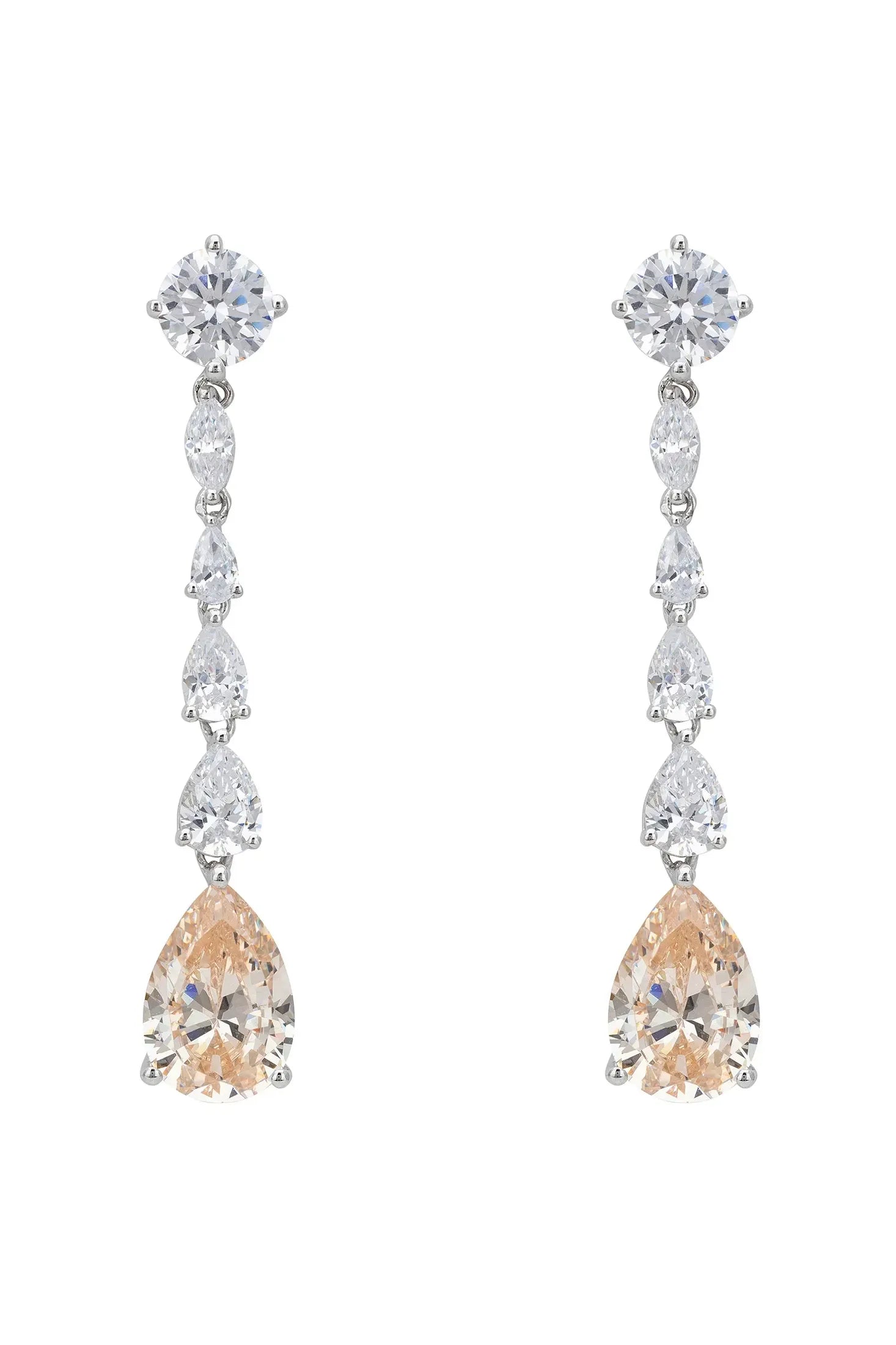 Champagne gemstone diamond drop earrings.