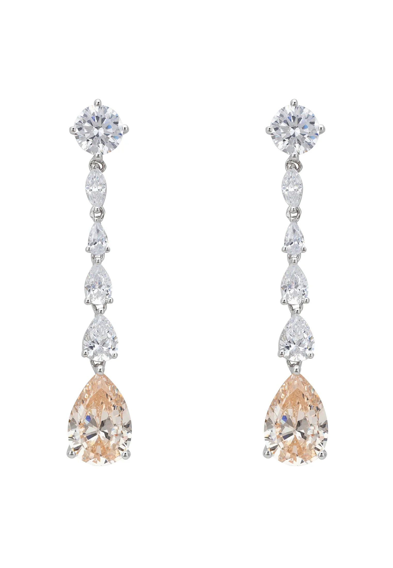 Champagne gemstone diamond drop earrings.
