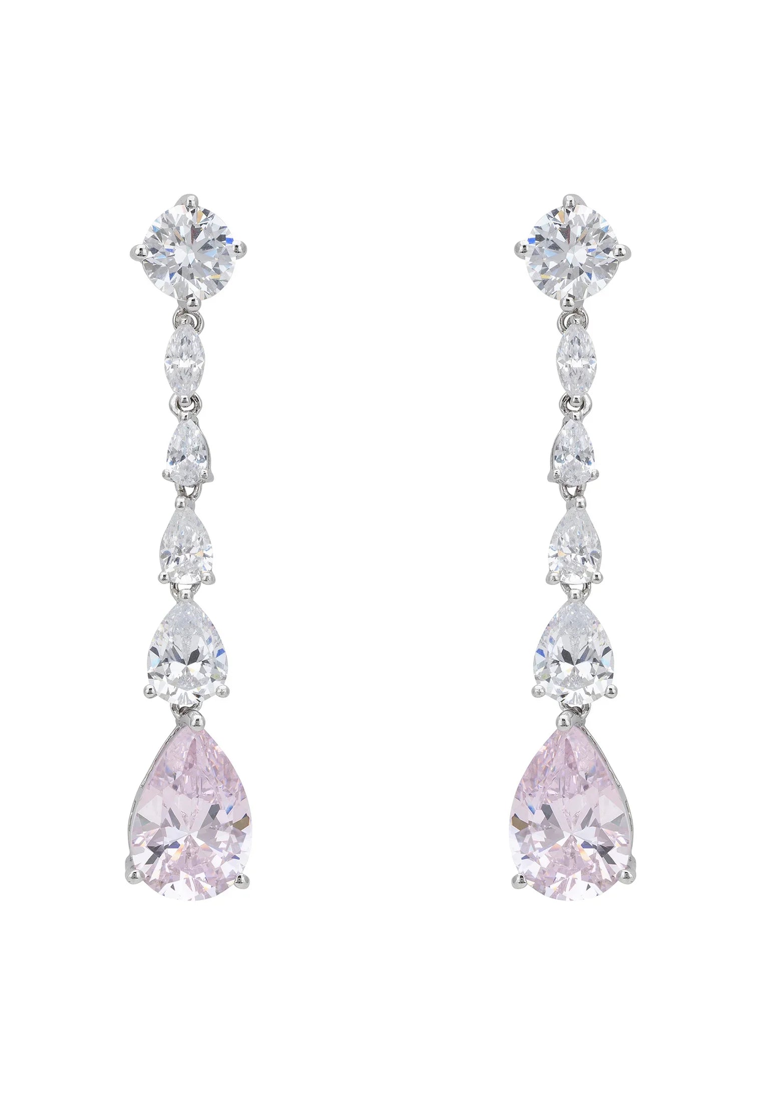Pink gemstone diamond drop earrings.
