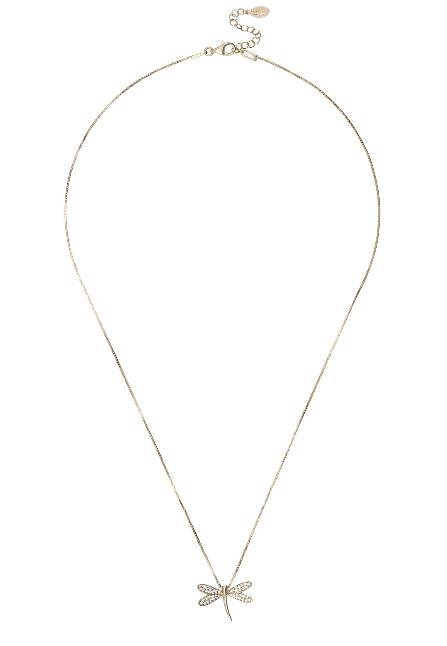 Gold dragonfly necklace.