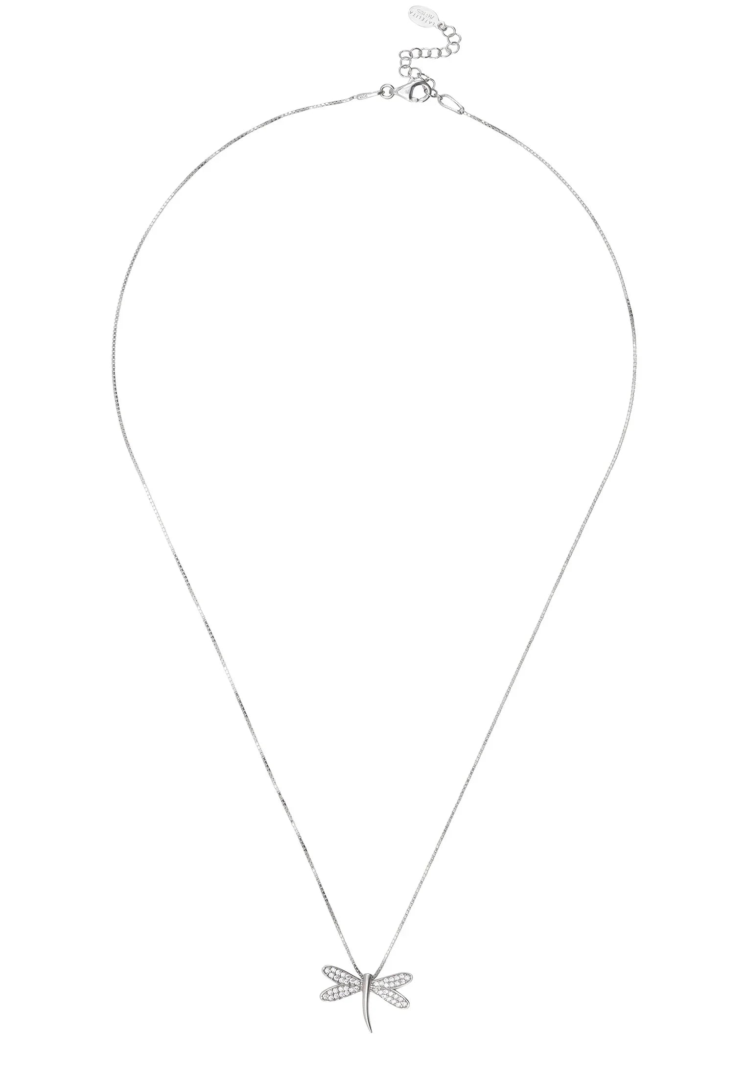 Silver dragonfly necklace.