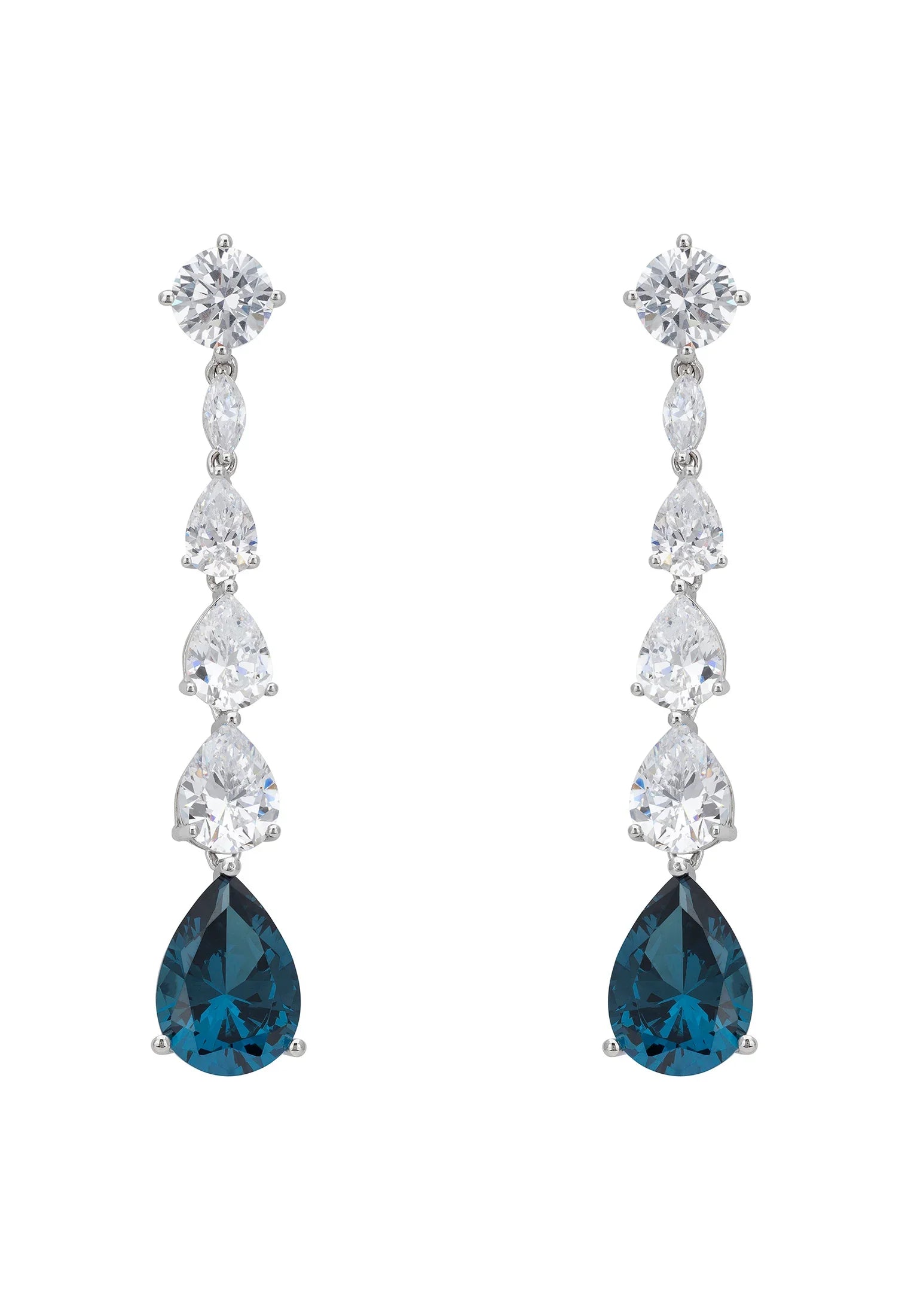 Blue gemstone diamond drop earrings.