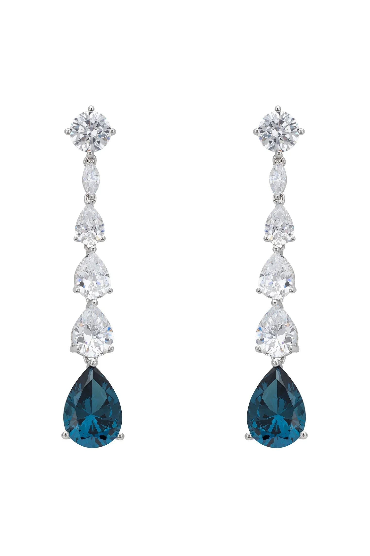 Blue gemstone diamond drop earrings.