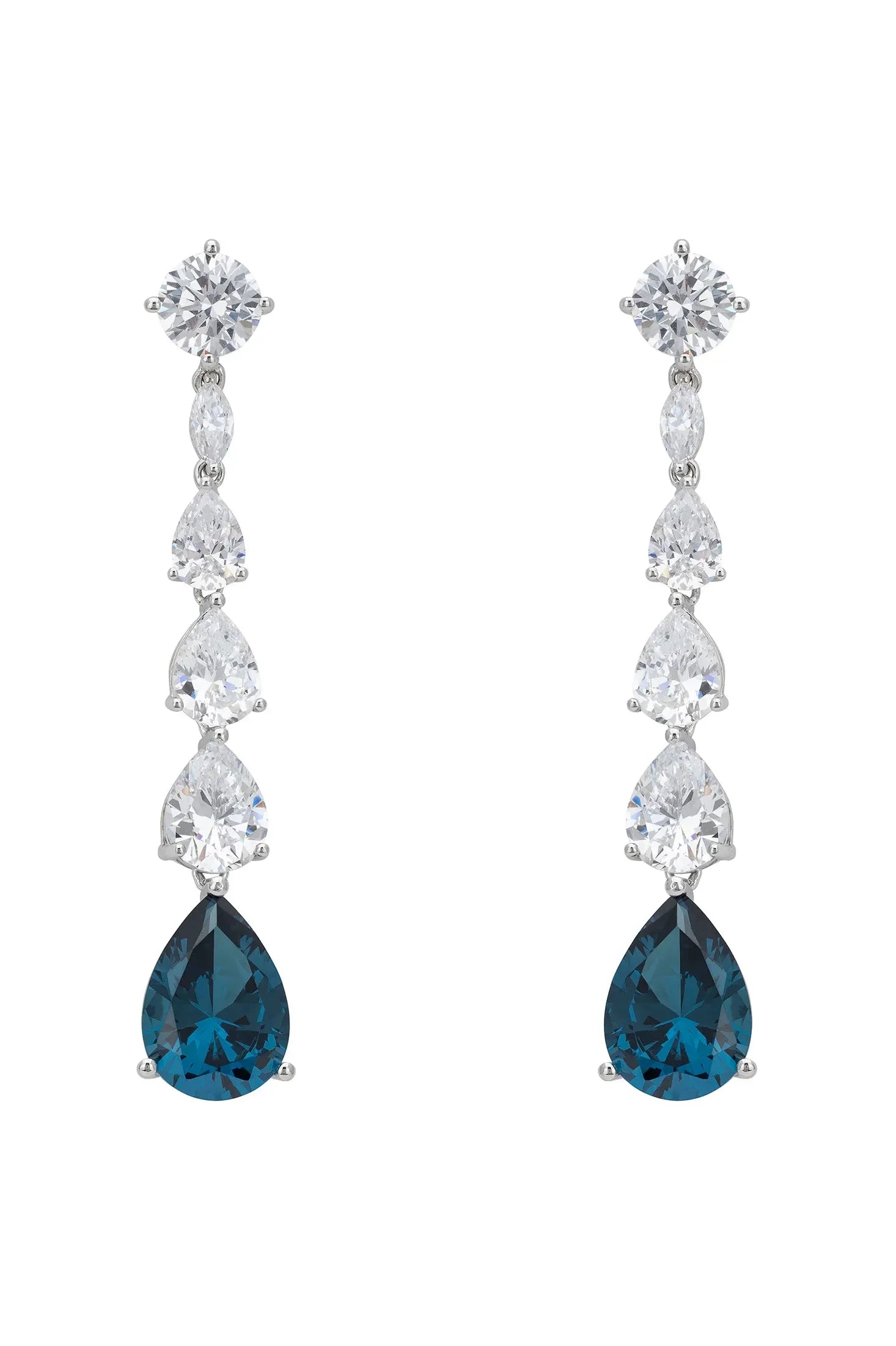 Blue gemstone diamond drop earrings.