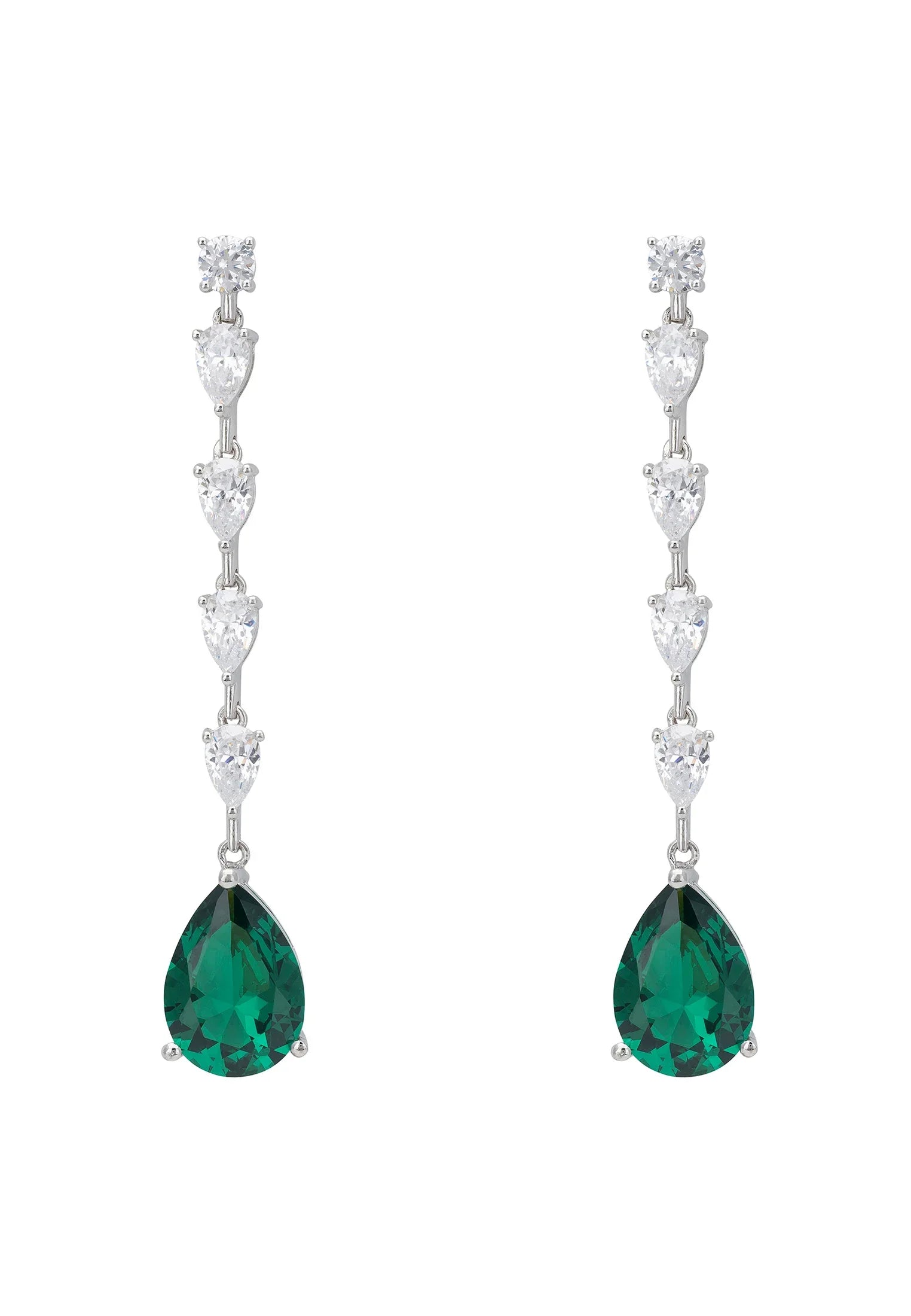 Emerald delicate diamond drop earrings.